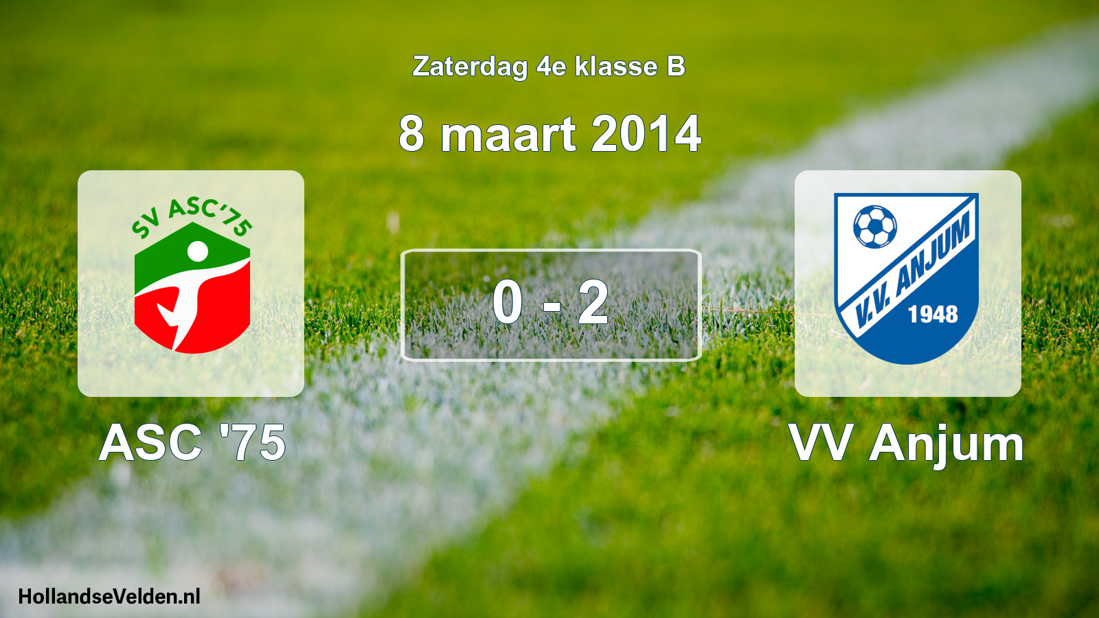 Total number of matches played: ASC '75 - VV Anjum 0 - 2 (8 March 2014)