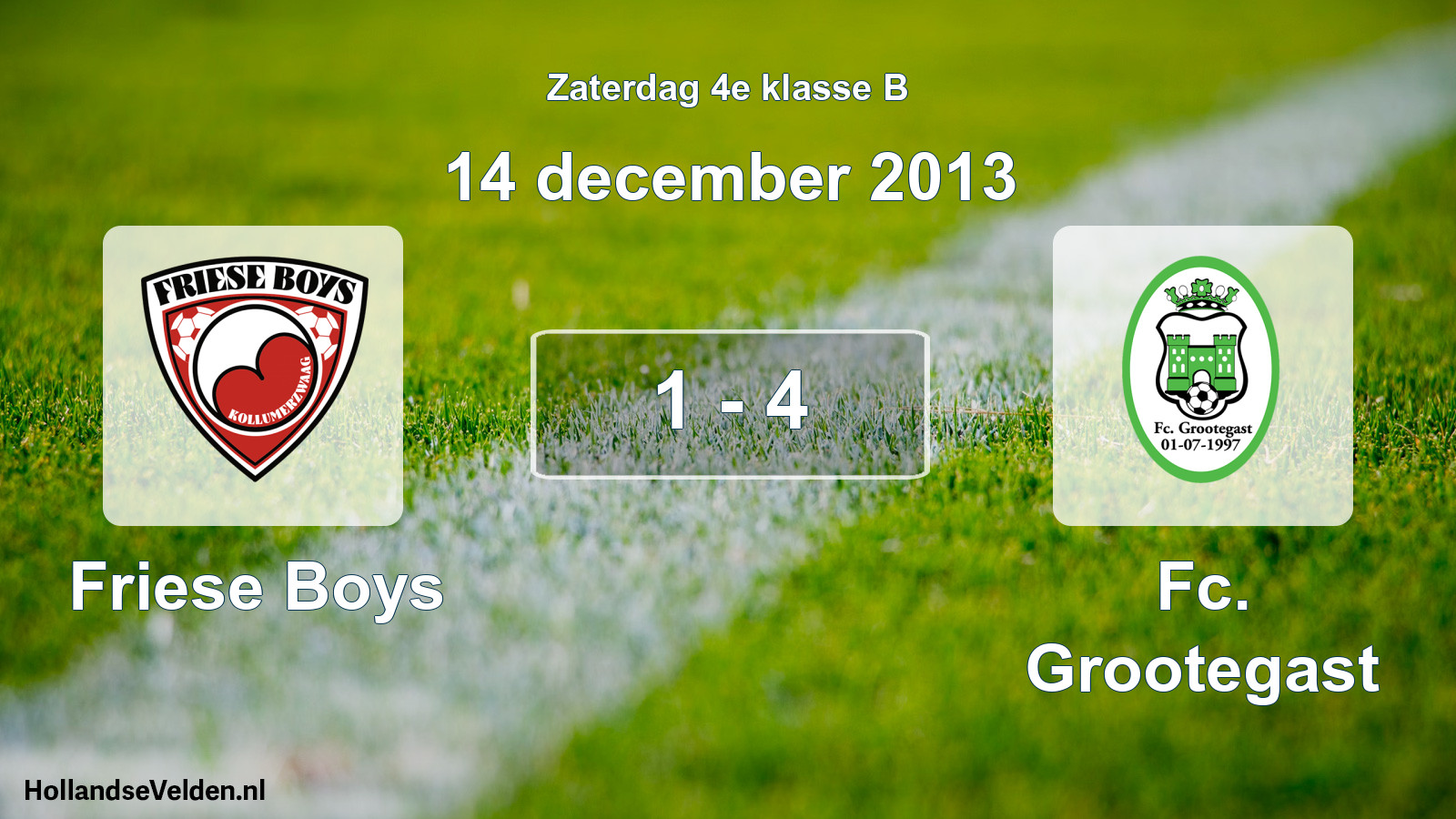 Total number of matches played: Friese Boys - Fc. Grootegast 1 - 4 (14 December 2013)