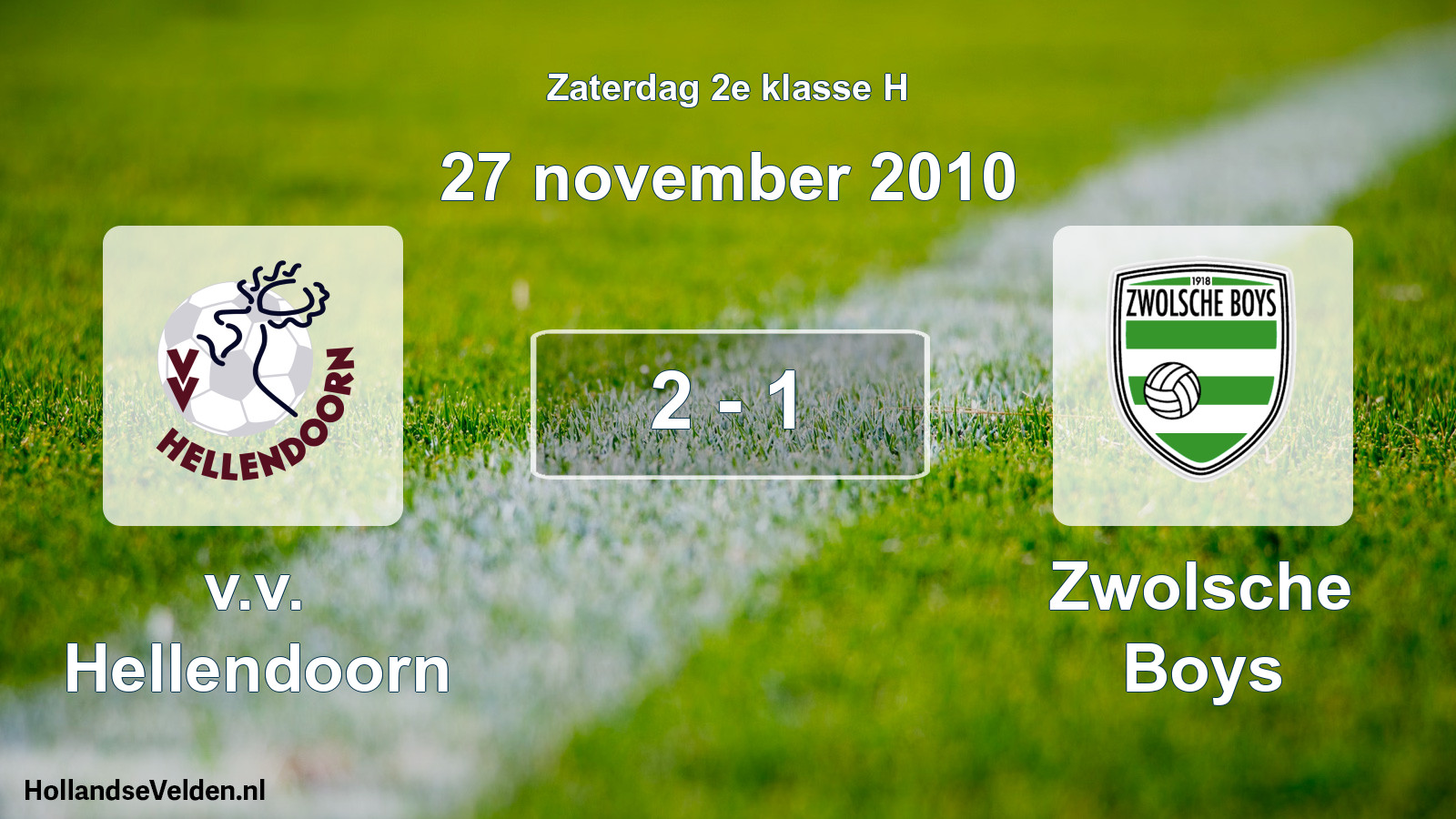 Total number of matches played: v.v. Hellendoorn - Zwolsche Boys 2 - 1 (27 November 2010)