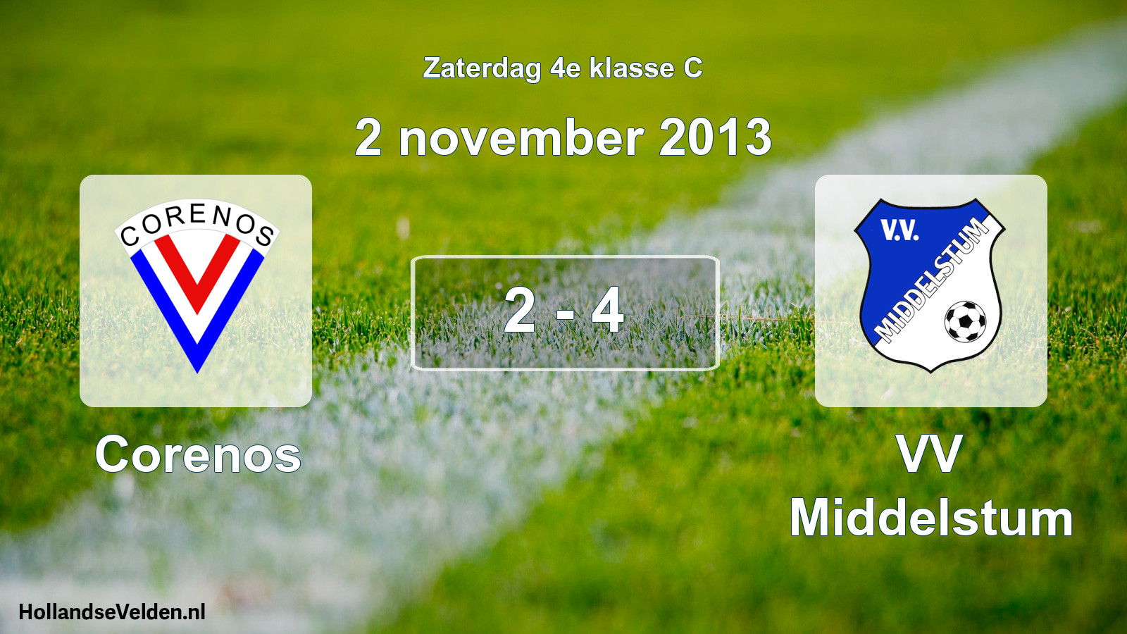 Total number of matches played: Corenos - VV Middelstum 2 - 4 (2 November 2013)