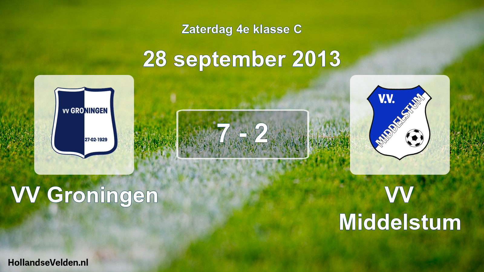 Total number of matches played: VV Groningen - VV Middelstum 7 - 2 (28 September 2013)