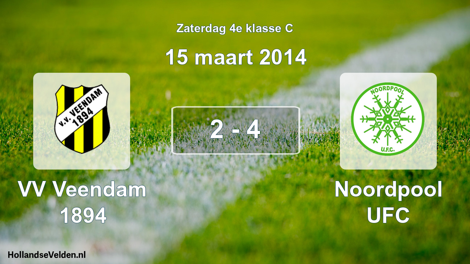 Total number of matches played: VV Veendam 1894 - Noordpool UFC 2 - 4 (15 March 2014)