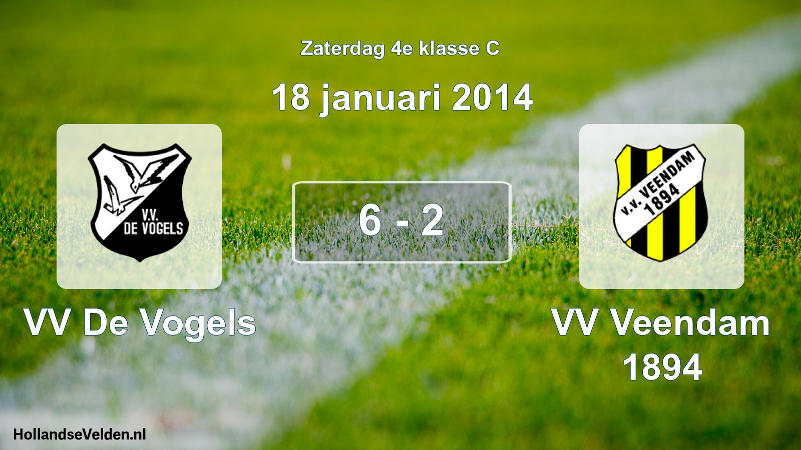 Total number of matches played: VV De Vogels - VV Veendam 1894 6 - 2 (18 January 2014)