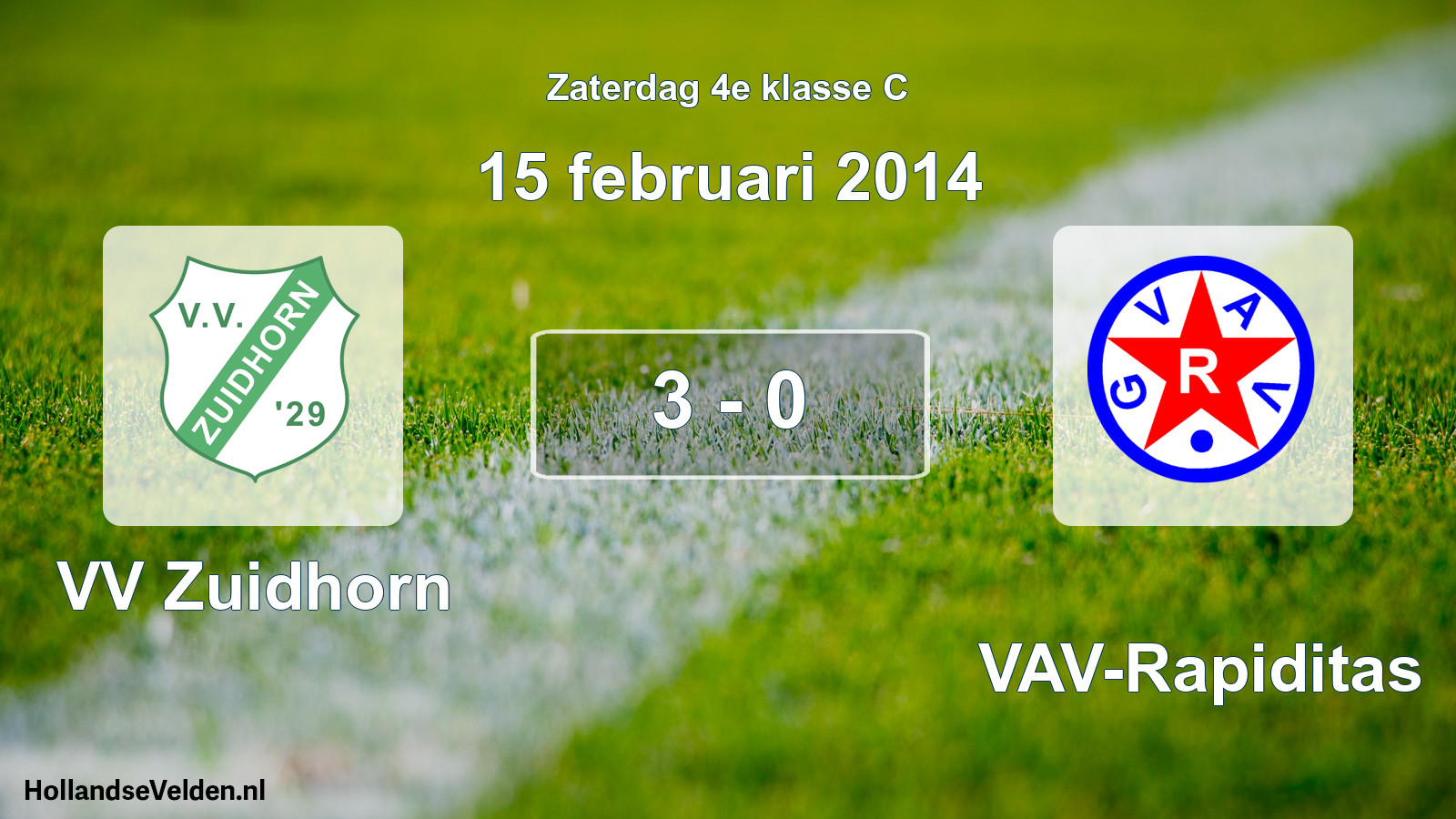 Total number of matches played: VV Zuidhorn - GVAV-Rapiditas 3 - 0 (15 February 2014)