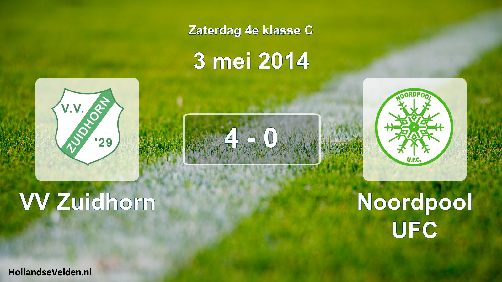 Total number of matches played: VV Zuidhorn - Noordpool UFC 4 - 0 (3 May 2014)