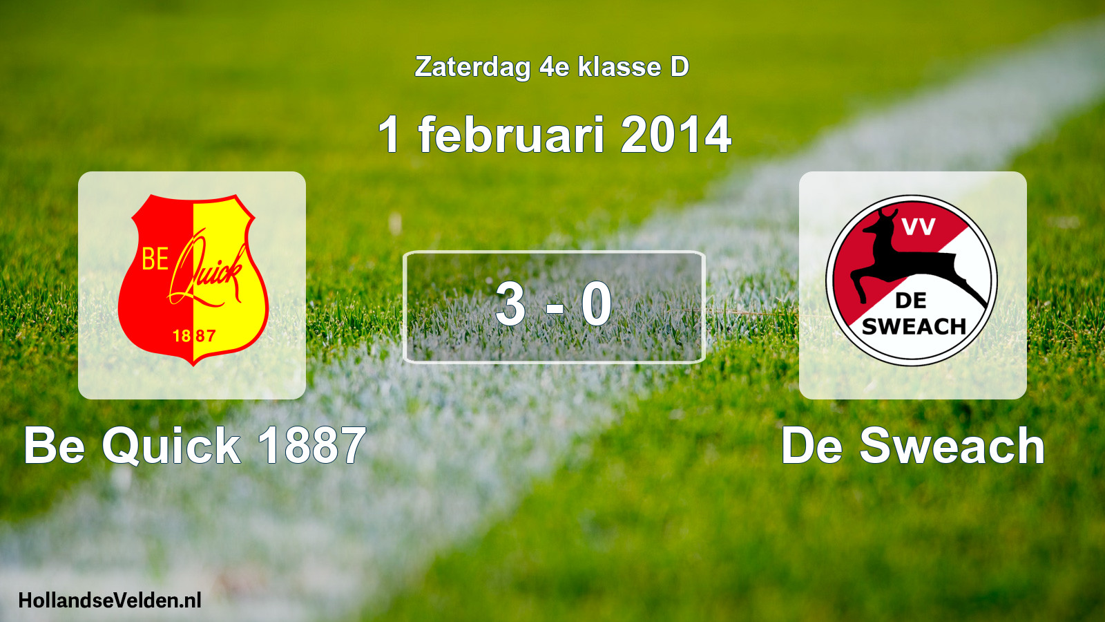 Total number of matches played: Be Quick 1887 - De Sweach 3 - 0 (1 February 2014)
