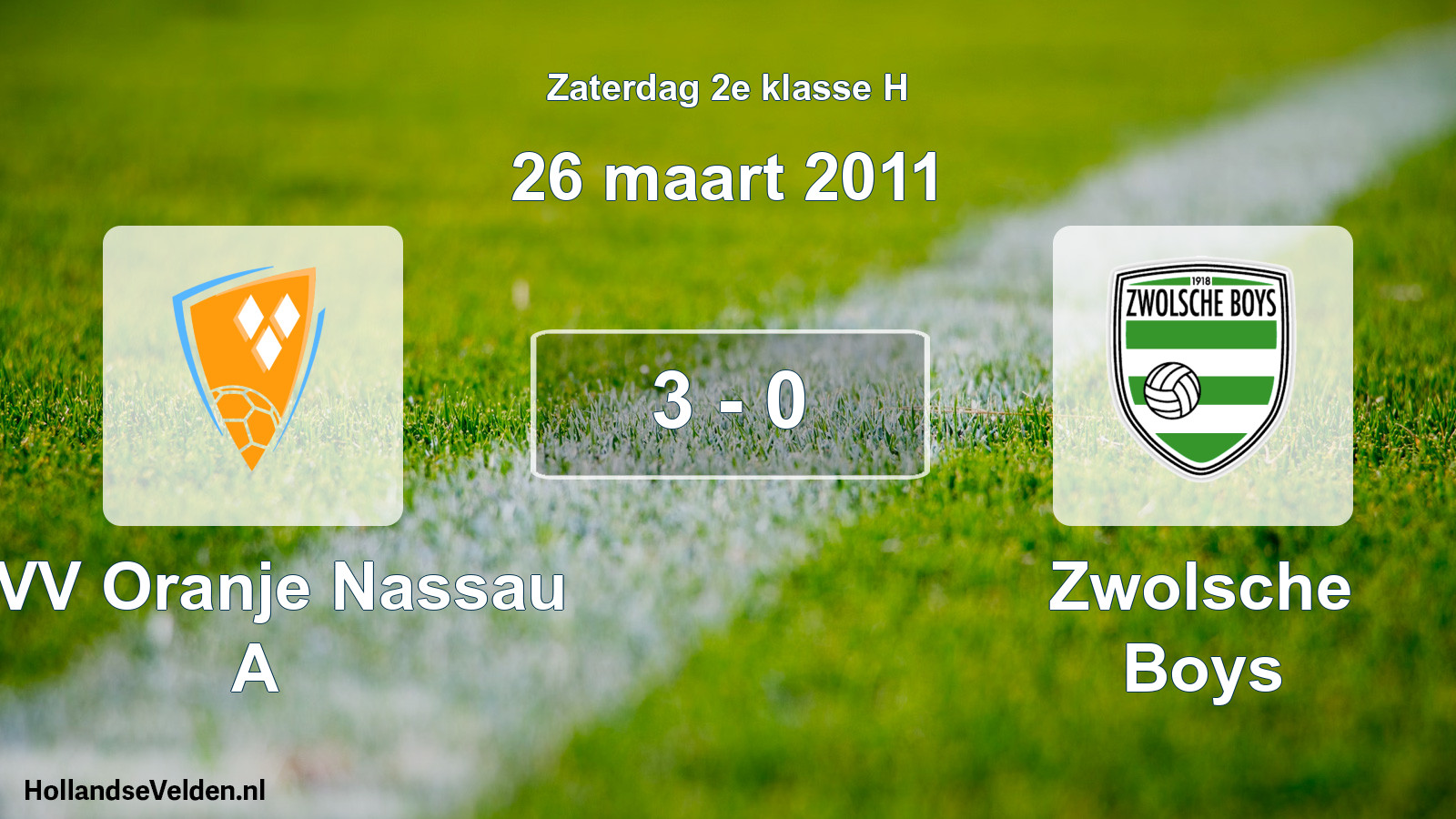 Total number of matches played: CVV Oranje Nassau A - Zwolsche Boys 3 - 0 (26 March 2011)