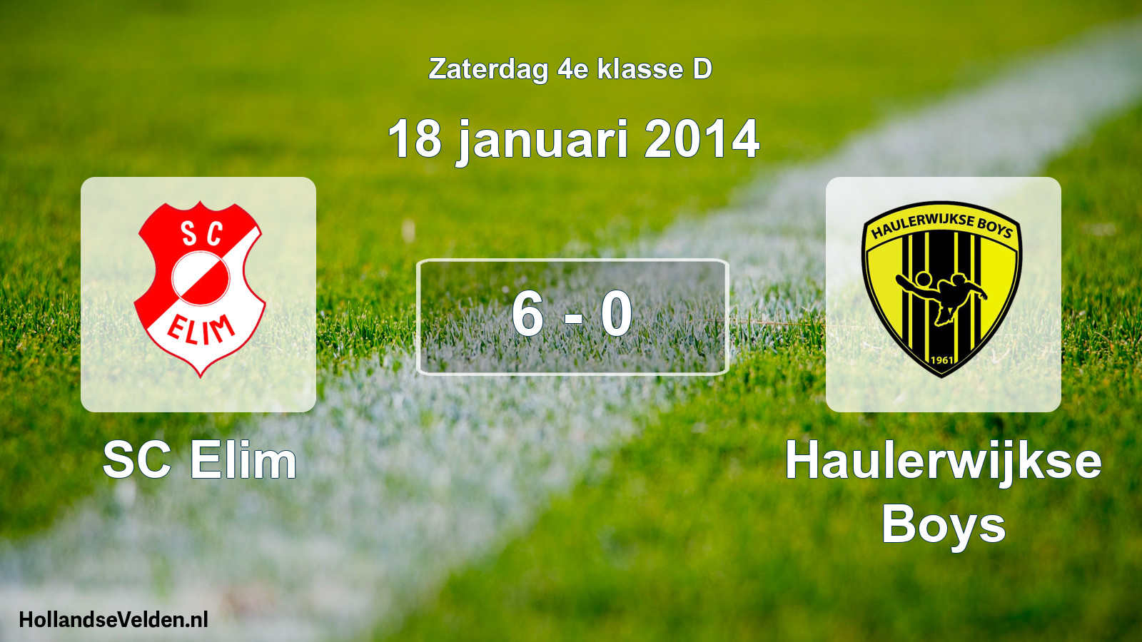 Total number of matches played: SC Elim - Haulerwijkse Boys 6 - 0 (18 January 2014)