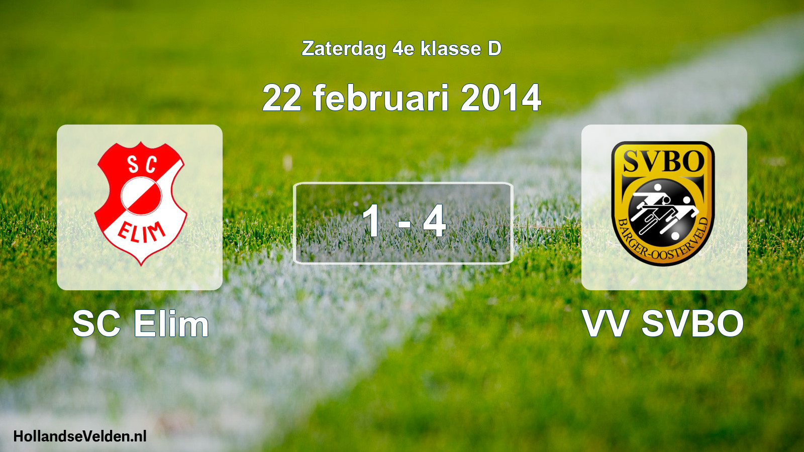 Total number of matches played: SC Elim - VV SVBO 1 - 4 (22 February 2014)