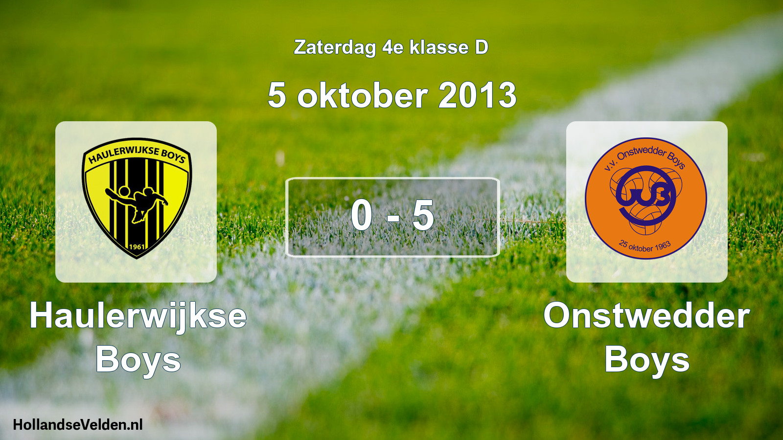 Total number of matches played: Haulerwijkse Boys - Onstwedder Boys 0 - 5 (5 October 2013)