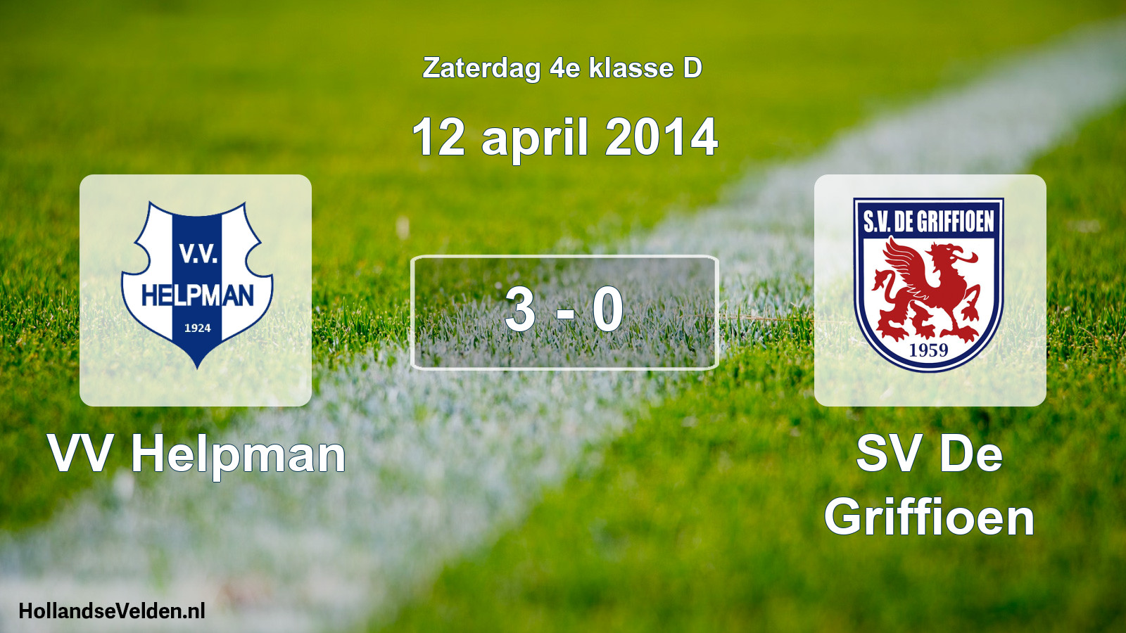 Total number of matches played: VV Helpman - SV De Griffioen 3 - 0 (12 April 2014)