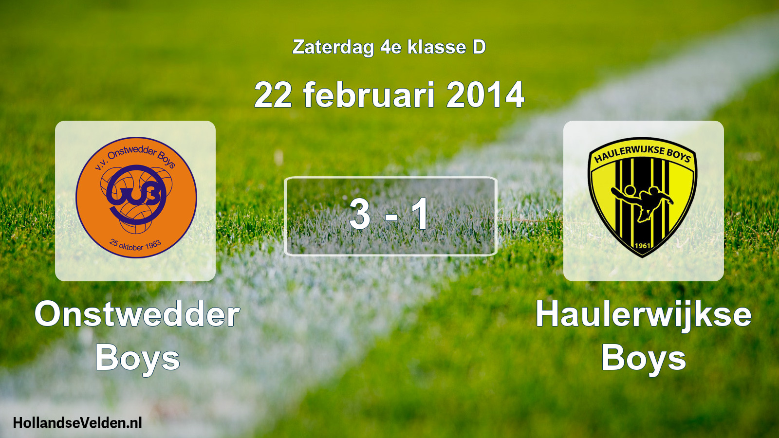Total number of matches played: Onstwedder Boys - Haulerwijkse Boys 3 - 1 (22 February 2014)