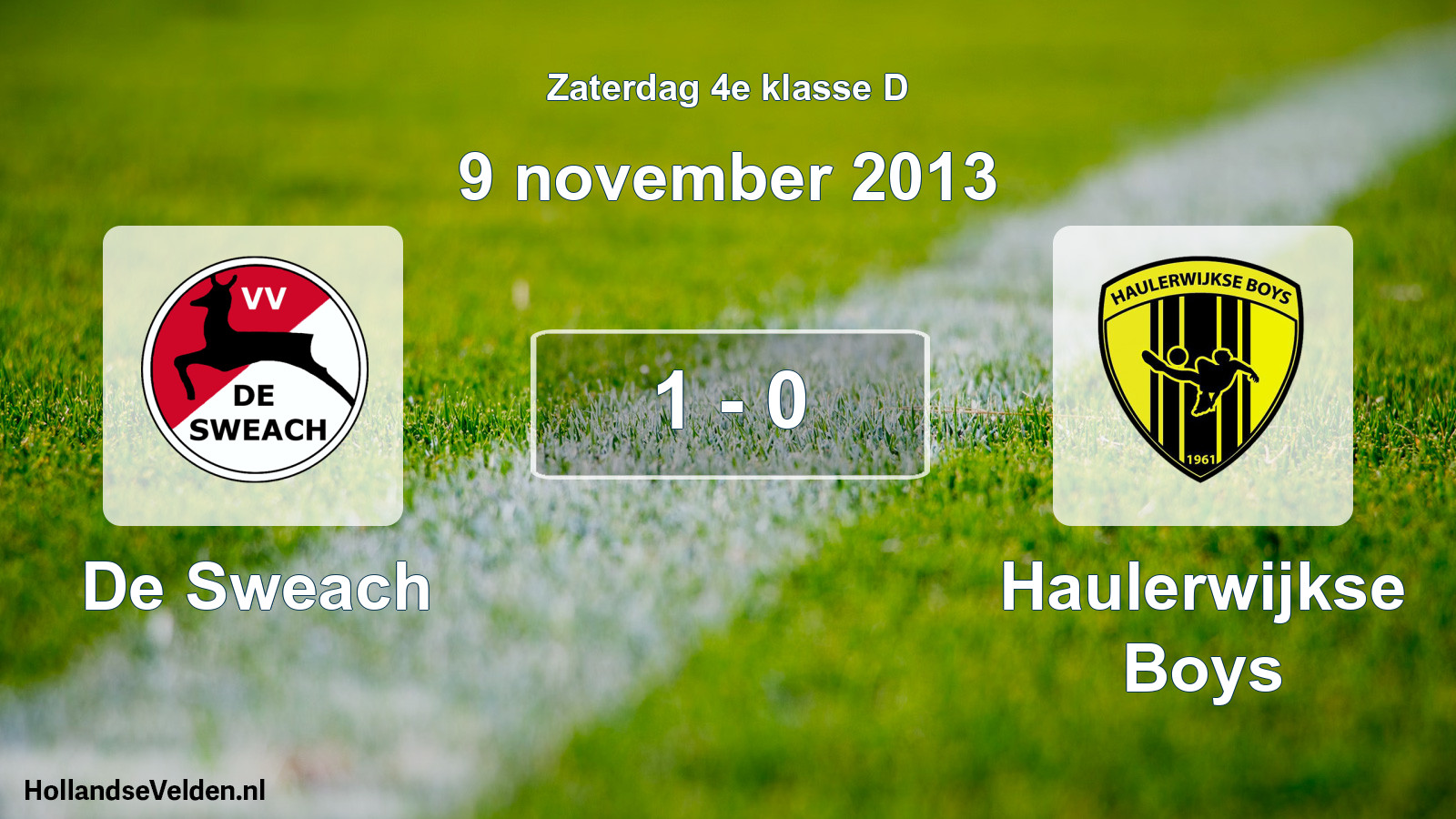 Total number of matches played: De Sweach - Haulerwijkse Boys 1 - 0 (9 November 2013)