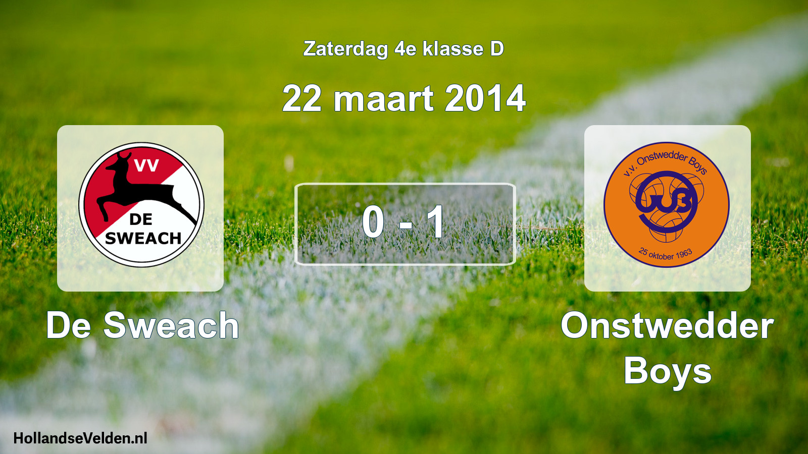 Total number of matches played: De Sweach - Onstwedder Boys 0 - 1 (22 March 2014)