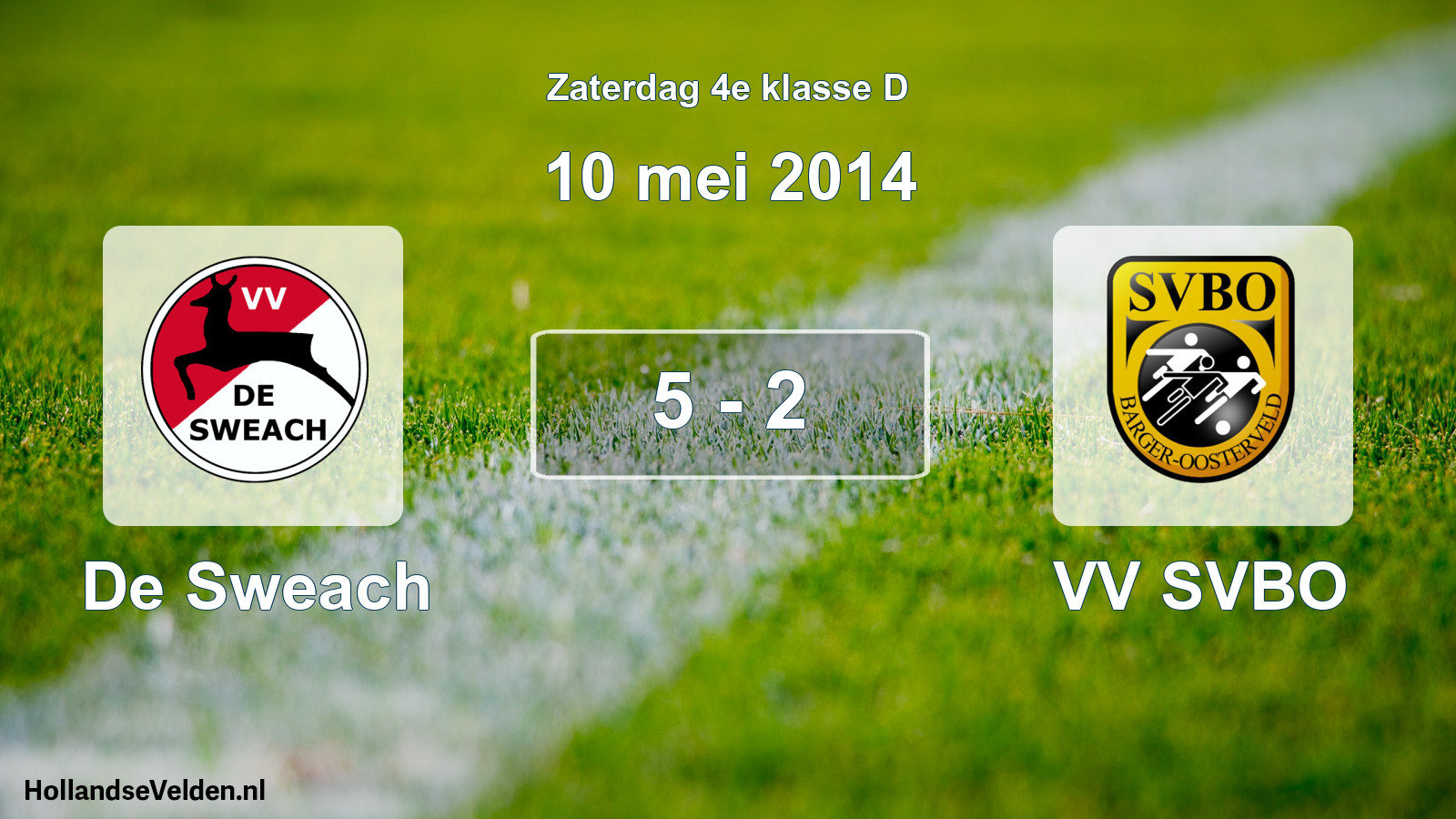 Total number of matches played: De Sweach - VV SVBO 5 - 2 (10 May 2014)
