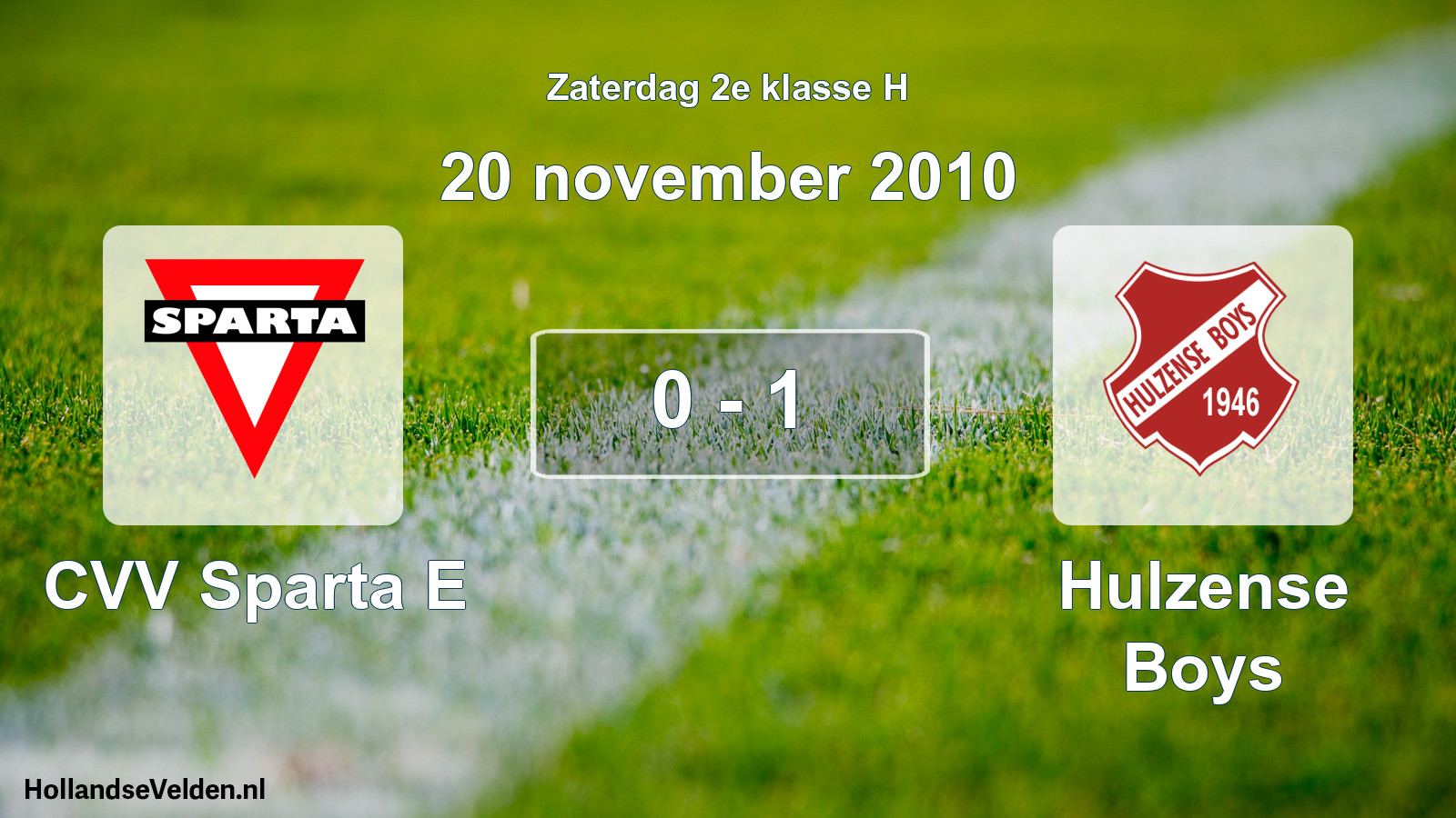 Total number of matches played: CVV Sparta E - Hulzense Boys 0 - 1 (20 November 2010)