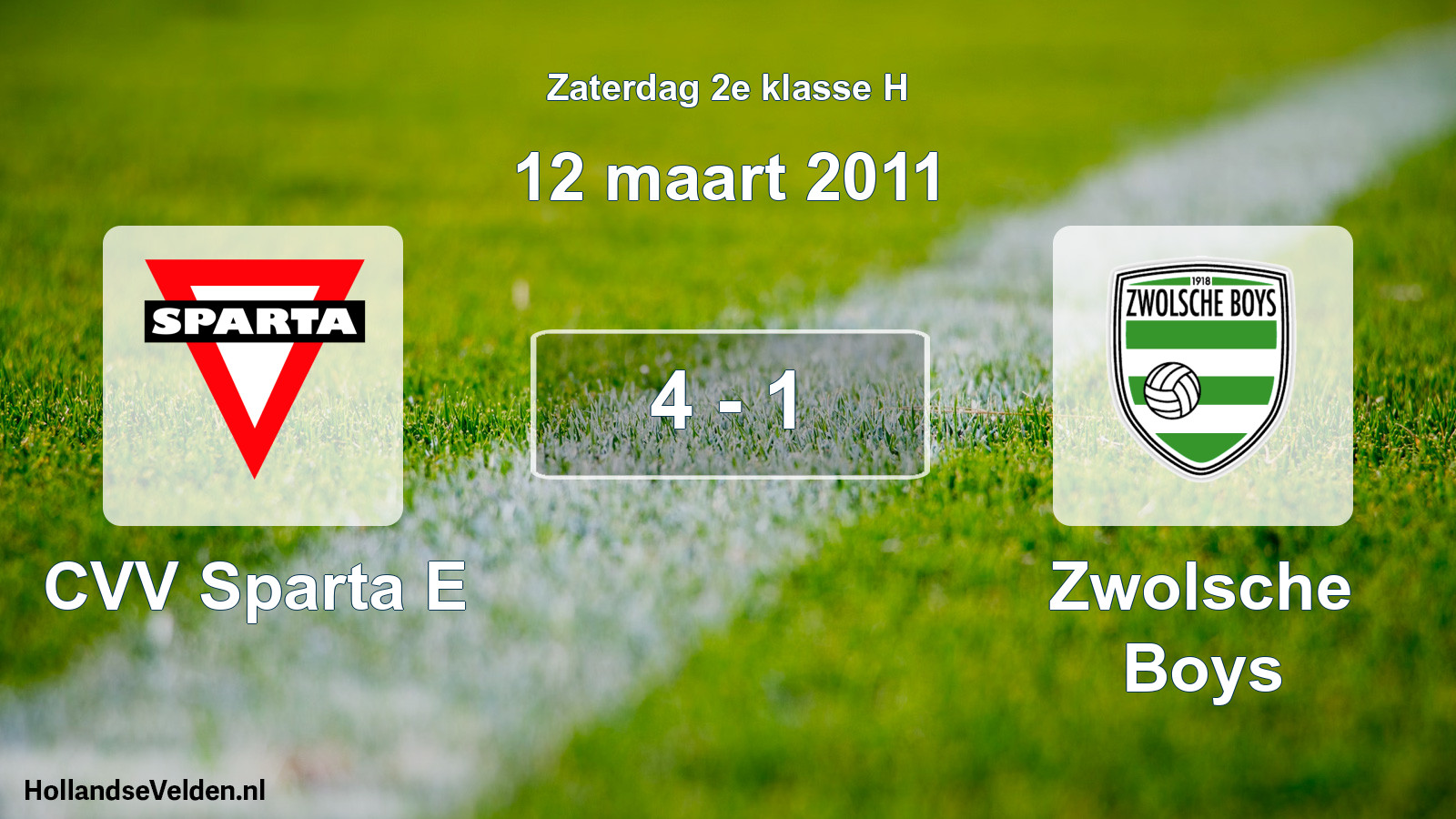 Total number of matches played: CVV Sparta E - Zwolsche Boys 4 - 1 (12 March 2011)