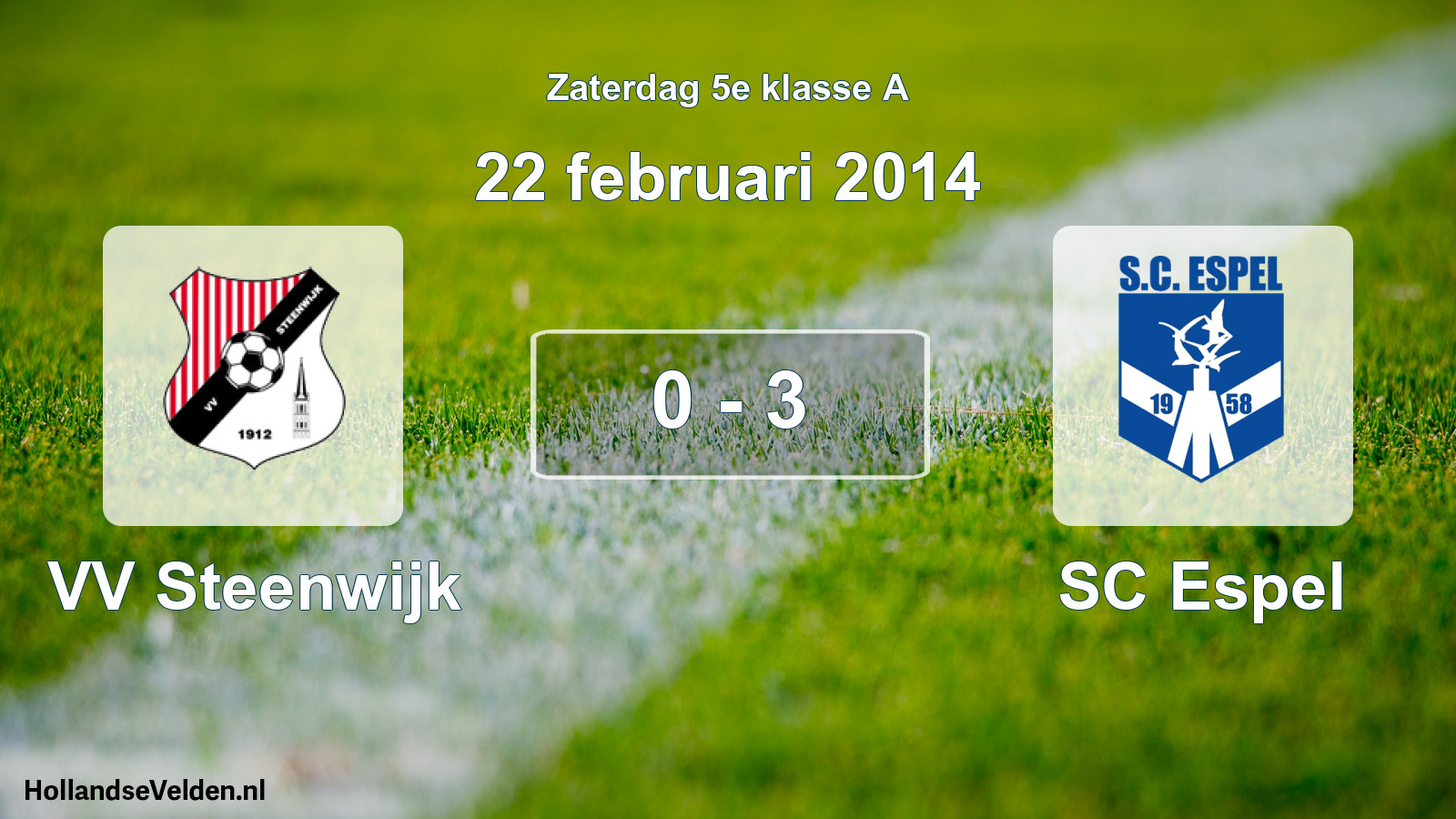 Total number of matches played: VV Steenwijk - SC Espel 0 - 3 (22 February 2014)
