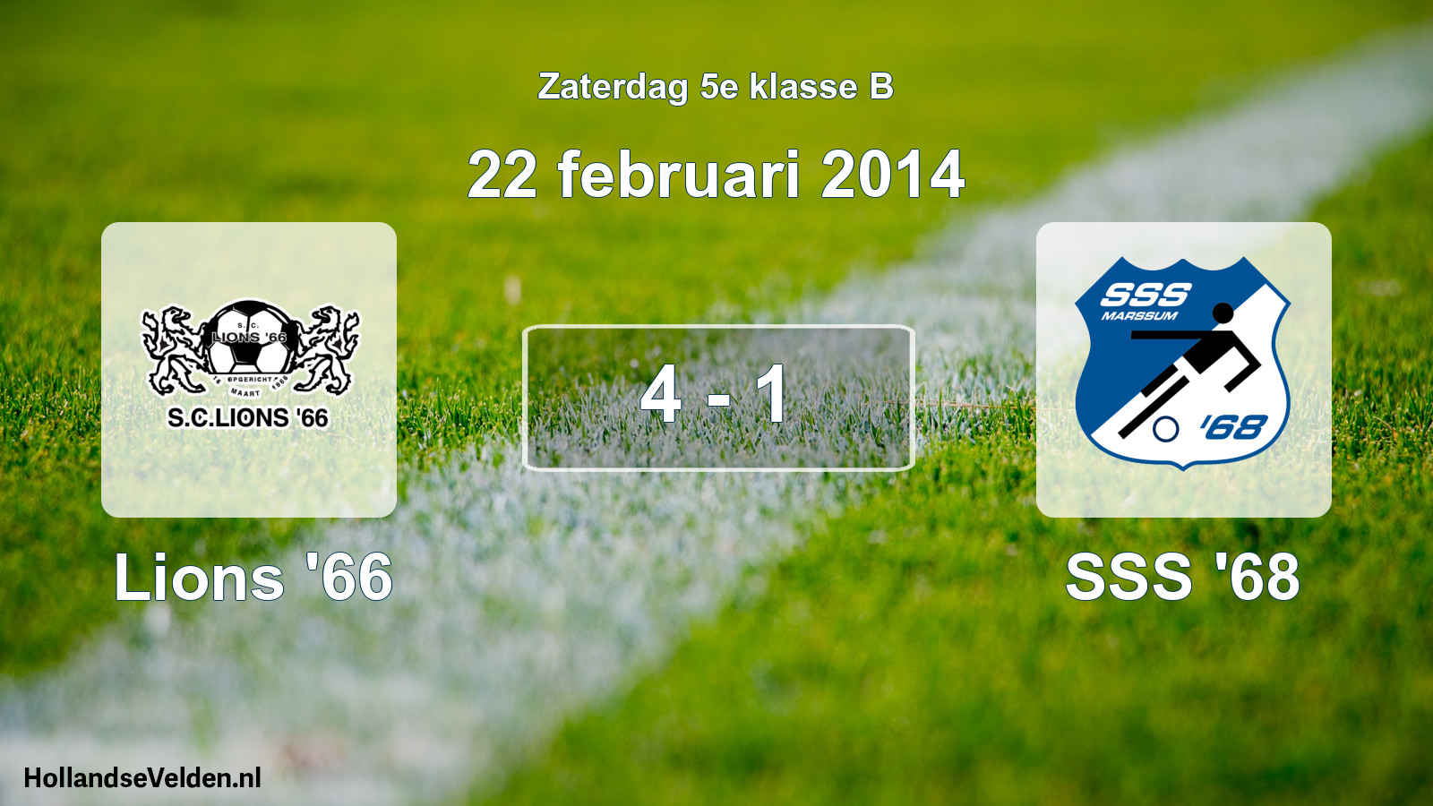 Total number of matches played: Lions '66 - SSS '68 4 - 1 (22 February 2014)