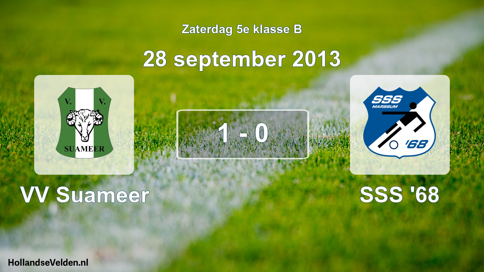 Total number of matches played: VV Suameer - SSS '68 1 - 0 (28 September 2013)