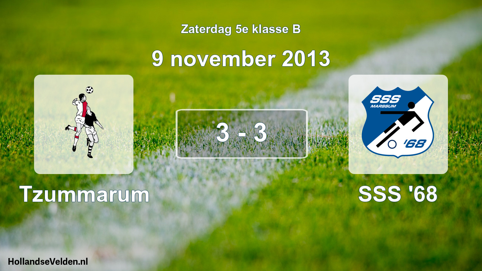 Total number of matches played: Tzummarum - SSS '68 3 - 3 (9 November 2013)