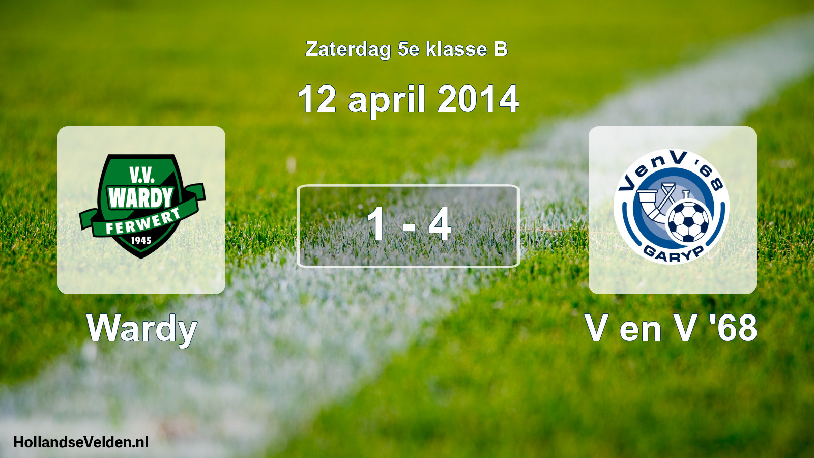 Total number of matches played: Wardy - V en V '68 1 - 4 (12 April 2014)