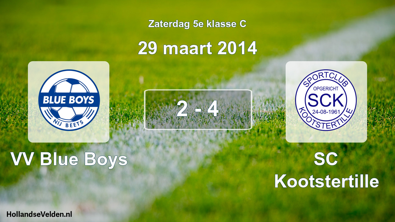Total number of matches played: VV Blue Boys - SC Kootstertille 2 - 4 (29 March 2014)