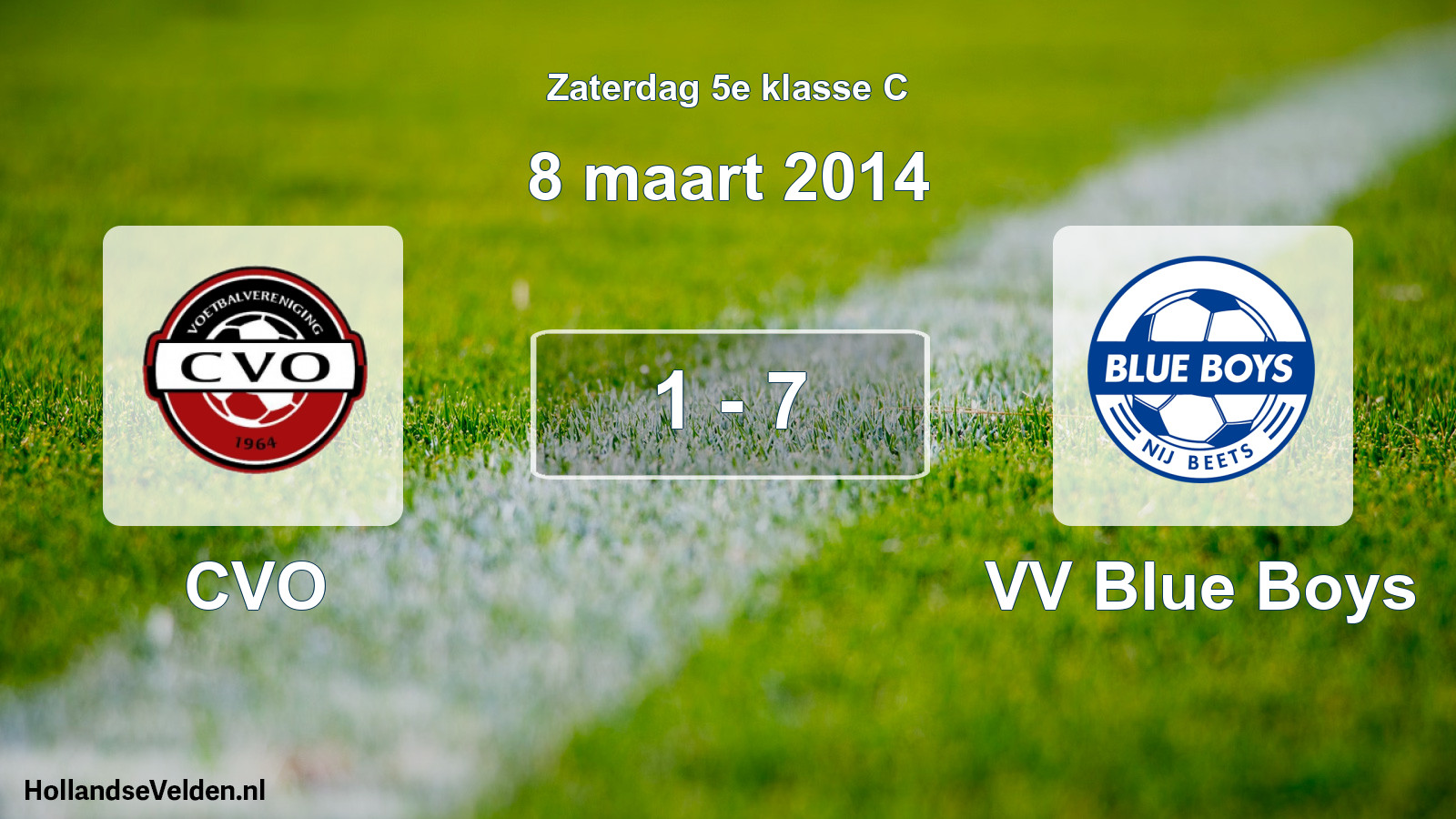 Total number of matches played: CVO - VV Blue Boys 1 - 7 (8 March 2014)