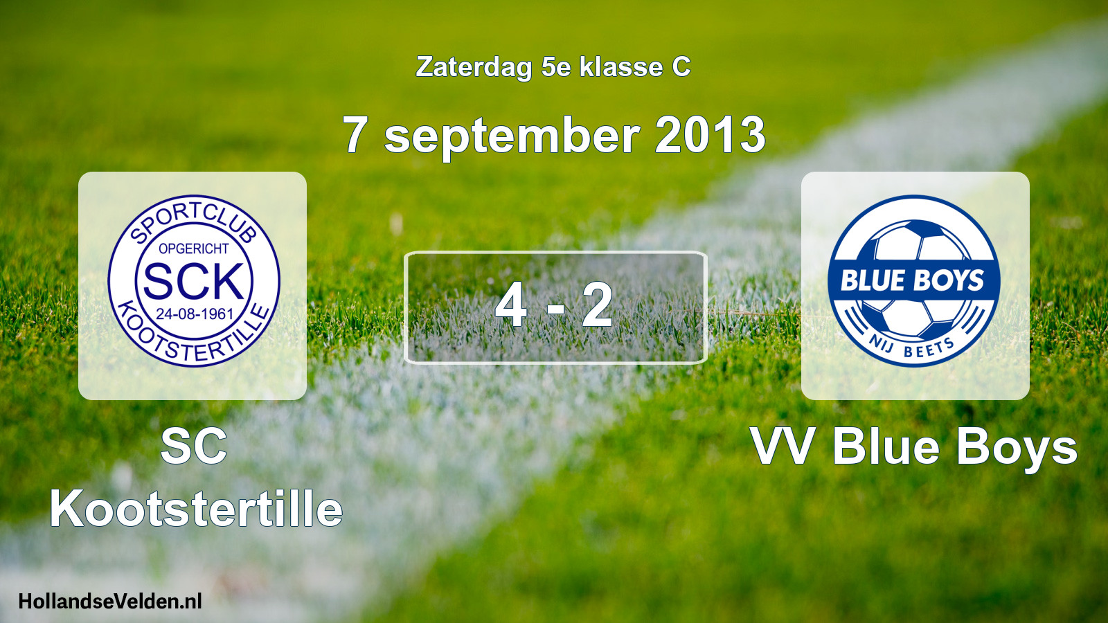 Total number of matches played: SC Kootstertille - VV Blue Boys 4 - 2 (7 September 2013)