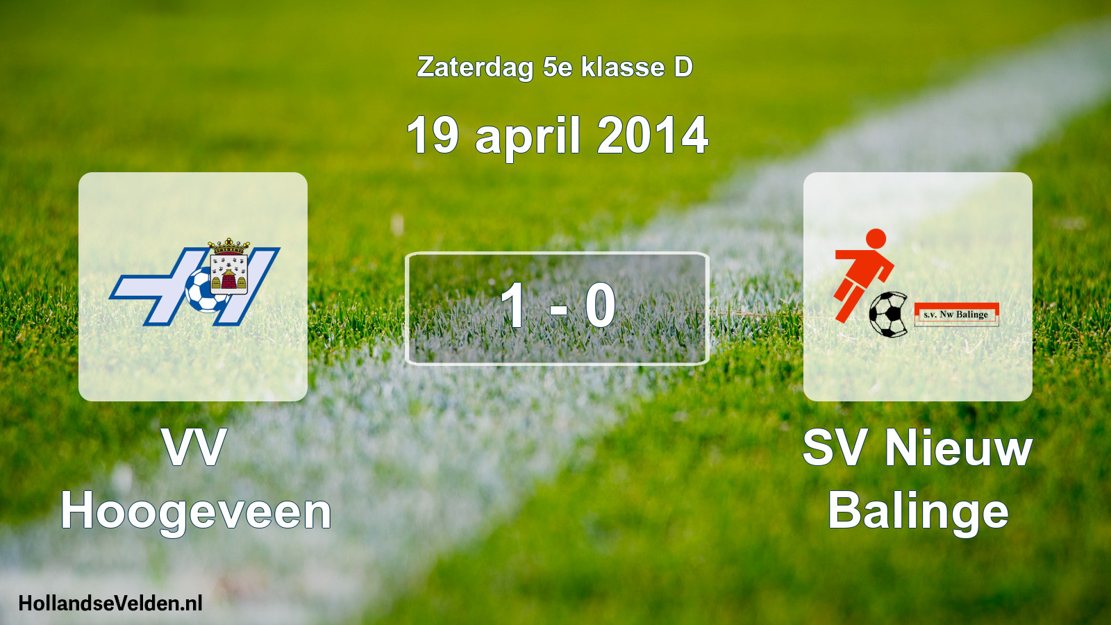 Total number of matches played: VV Hoogeveen - SV Nieuw Balinge 1 - 0 (19 April 2014)