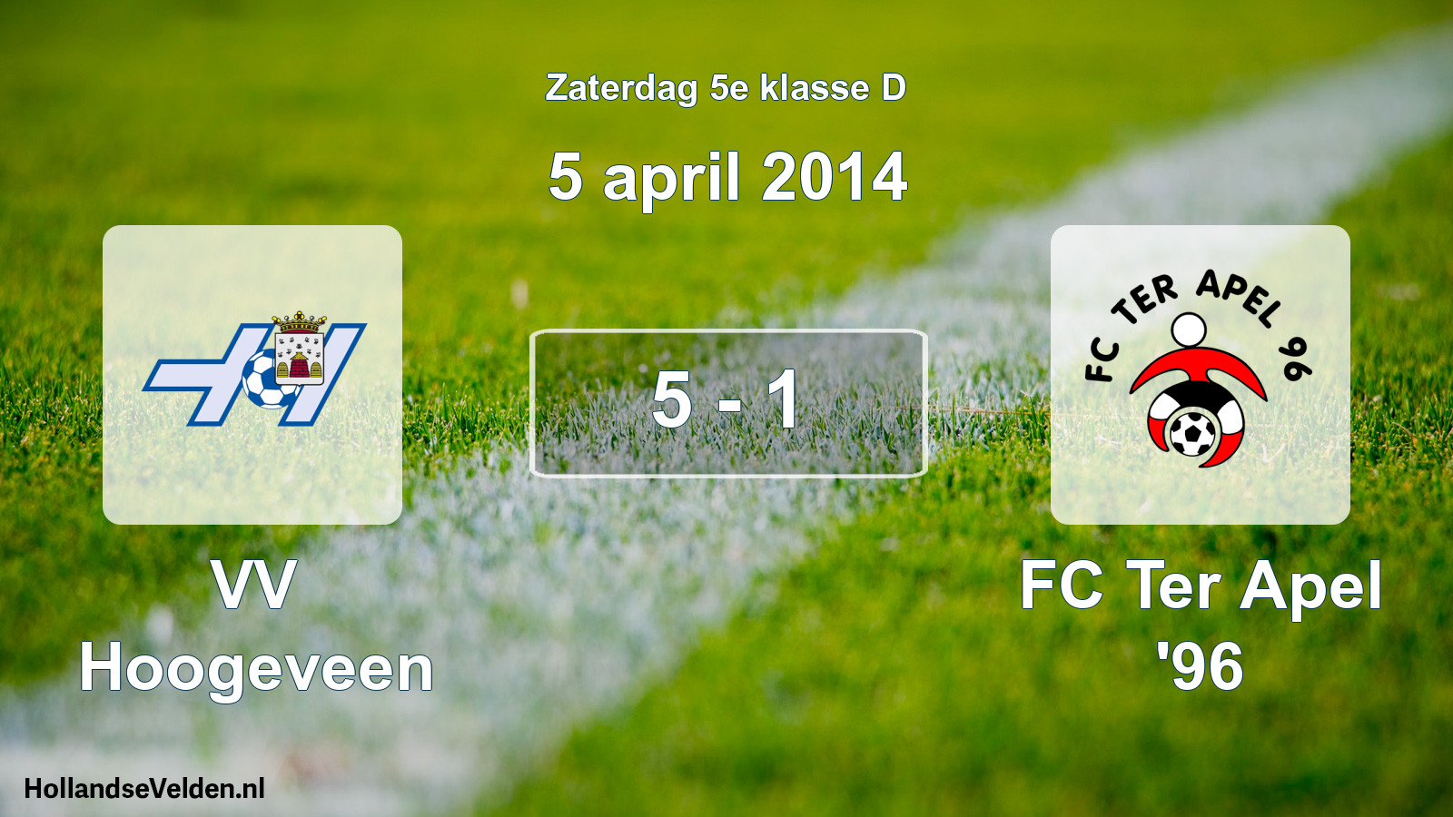 Total number of matches played: VV Hoogeveen - FC Ter Apel '96 5 - 1 (5 April 2014)