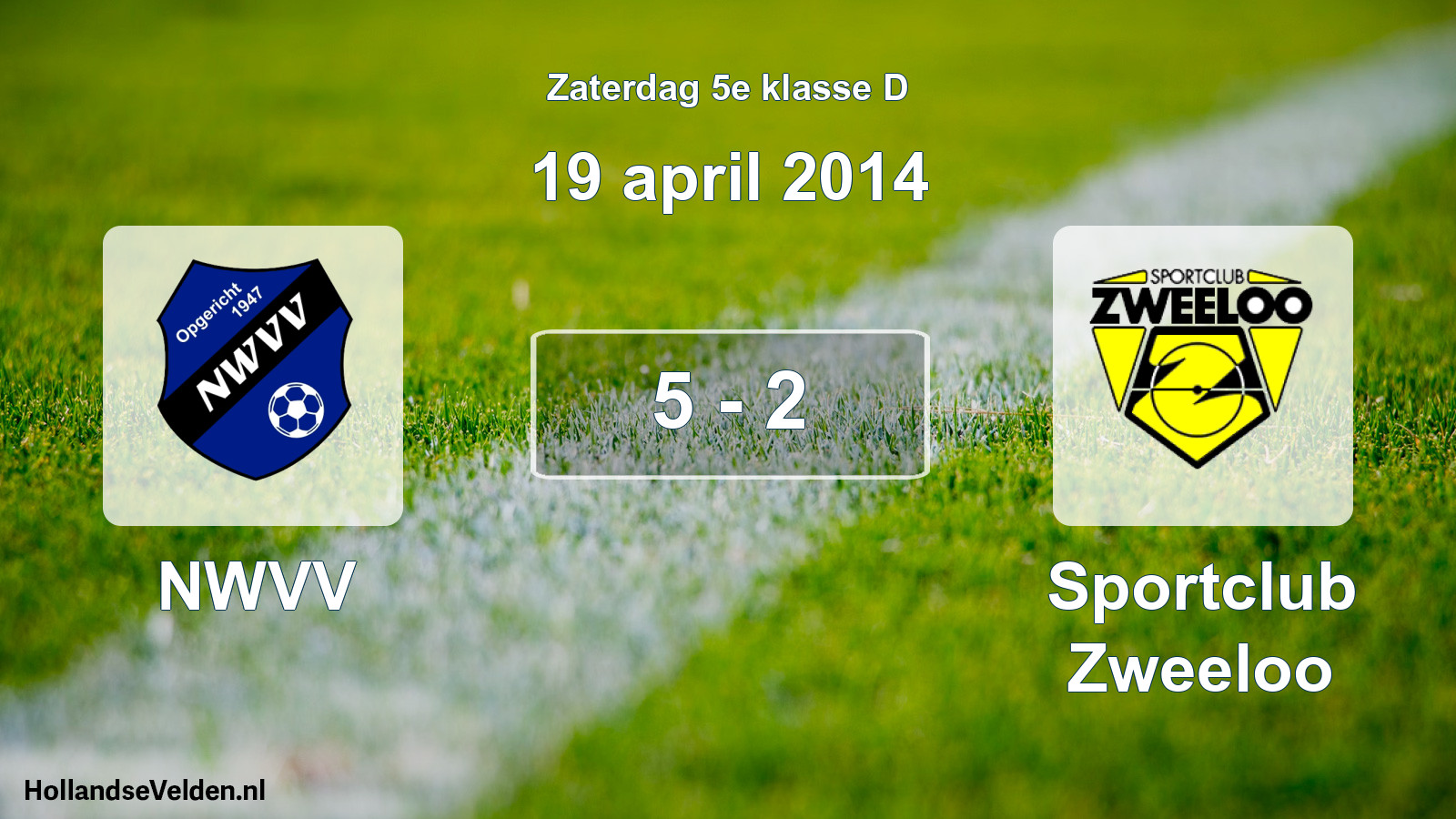Total number of matches played: NWVV - Sportclub Zweeloo 5 - 2 (19 April 2014)