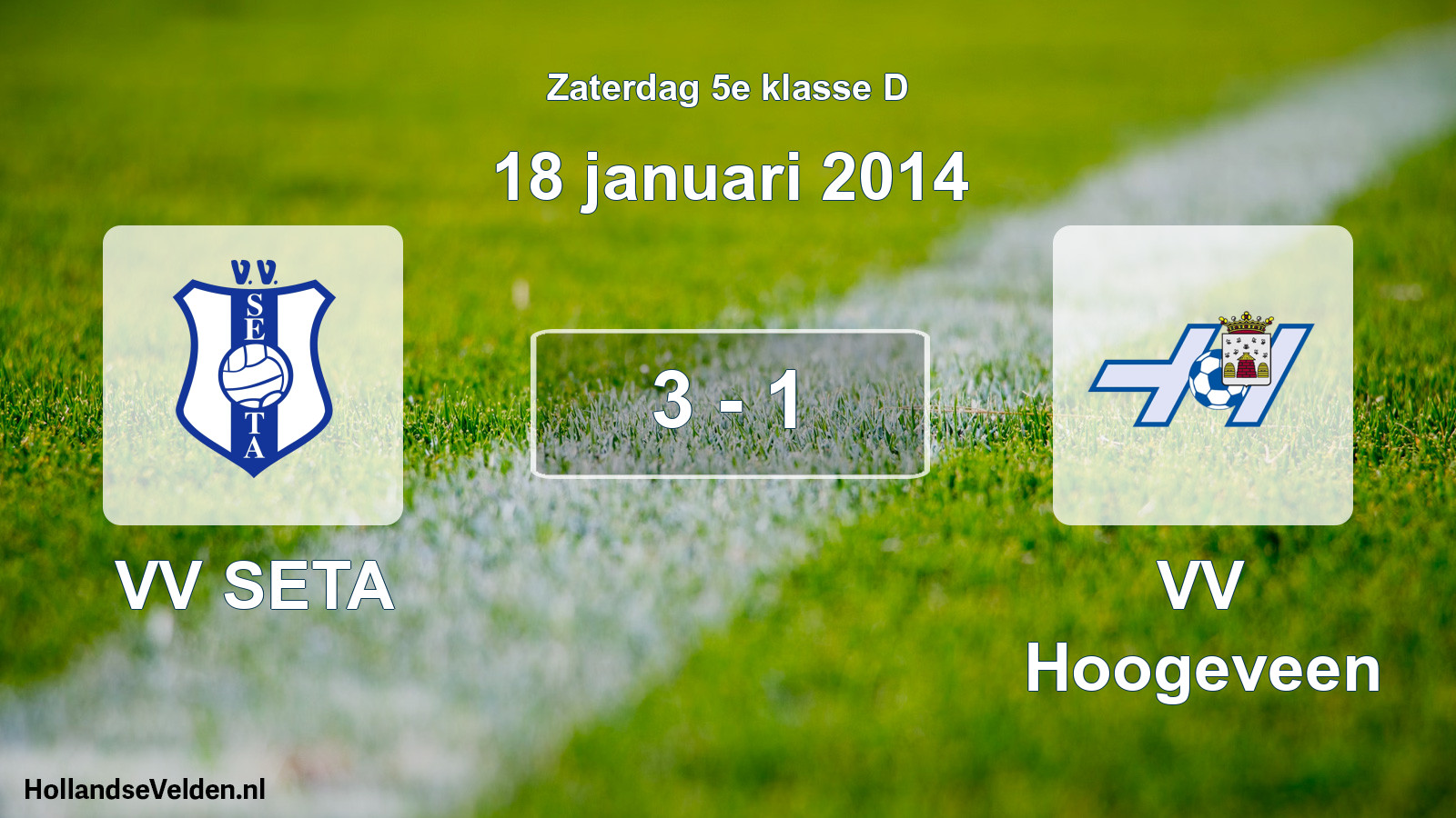 Total number of matches played: VV SETA - VV Hoogeveen 3 - 1 (18 January 2014)