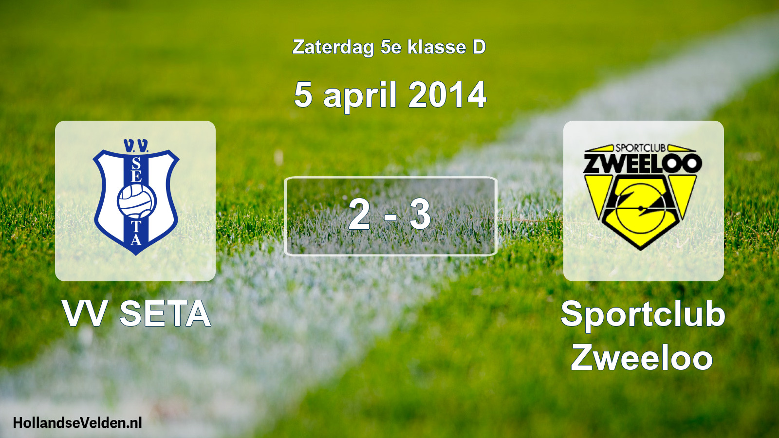 Total number of matches played: VV SETA - Sportclub Zweeloo 2 - 3 (5 April 2014)