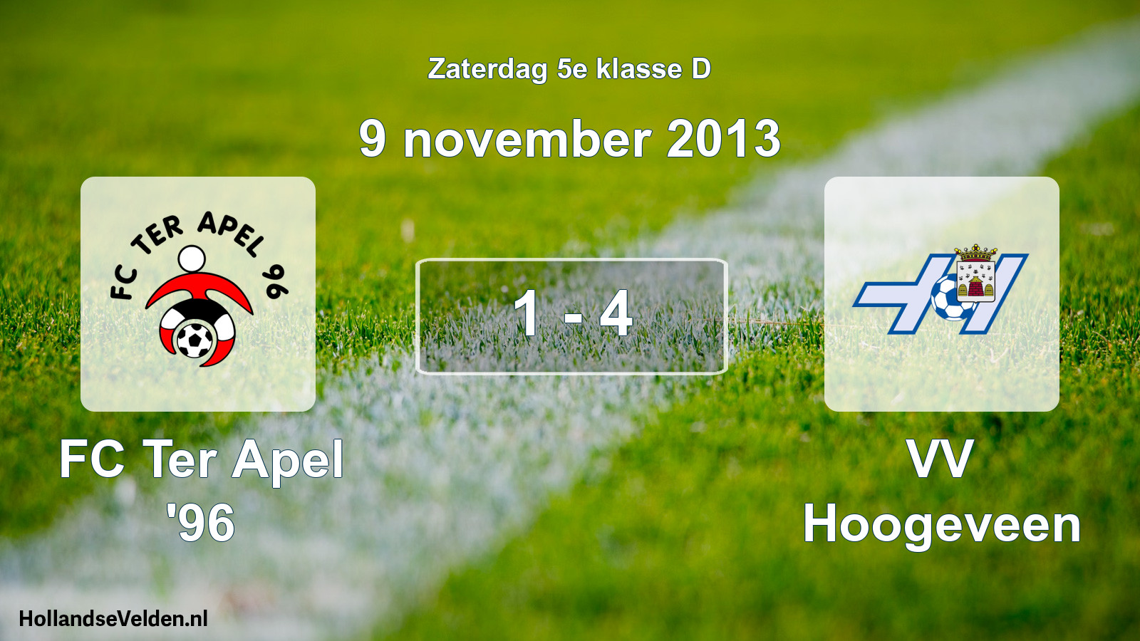 Total number of matches played: FC Ter Apel '96 - VV Hoogeveen 1 - 4 (9 November 2013)