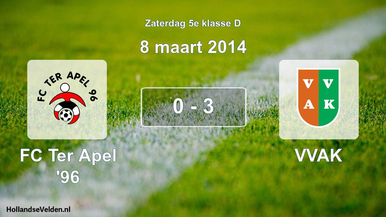 Total number of matches played: FC Ter Apel '96 - VVAK 0 - 3 (8 March 2014)