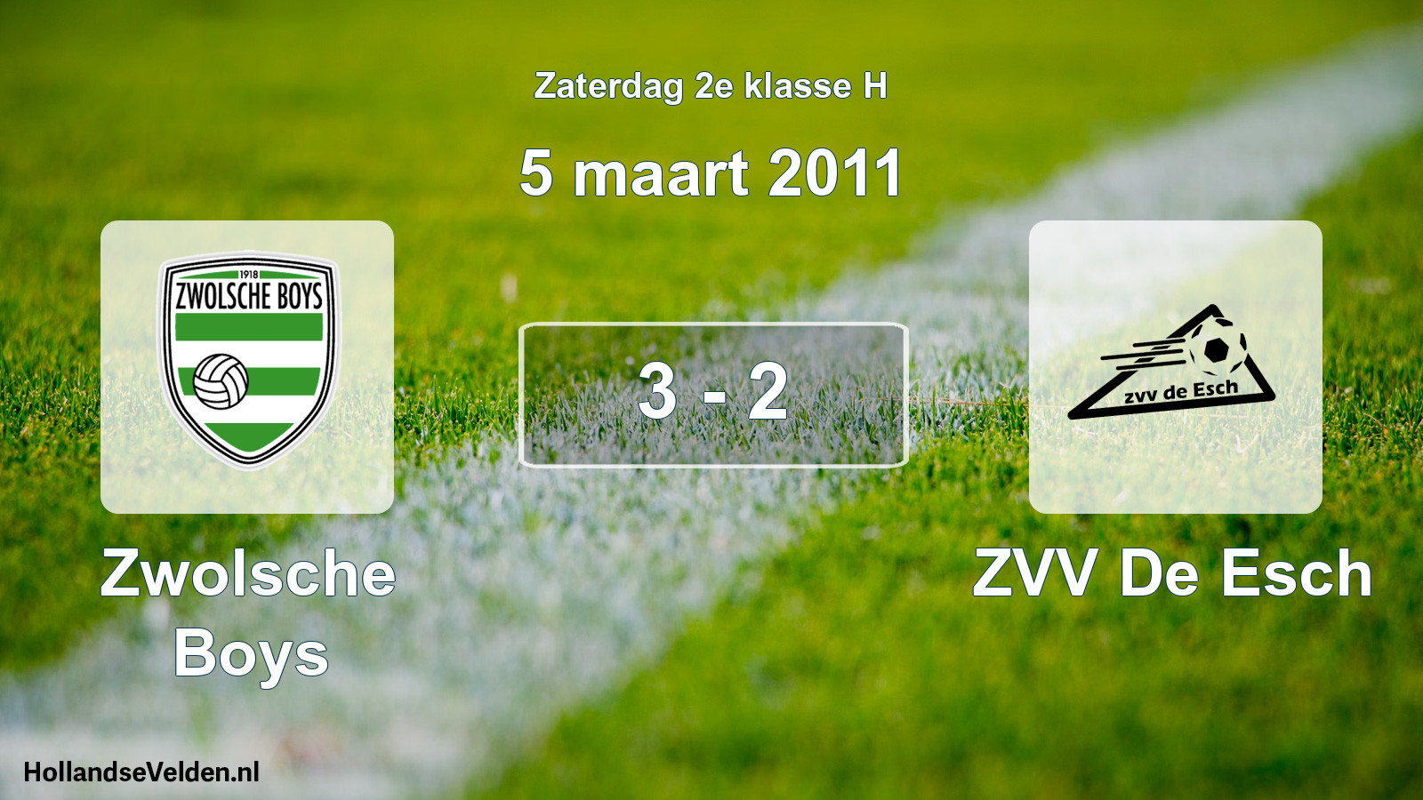 Total number of matches played: Zwolsche Boys - ZVV De Esch 3 - 2 (5 March 2011)