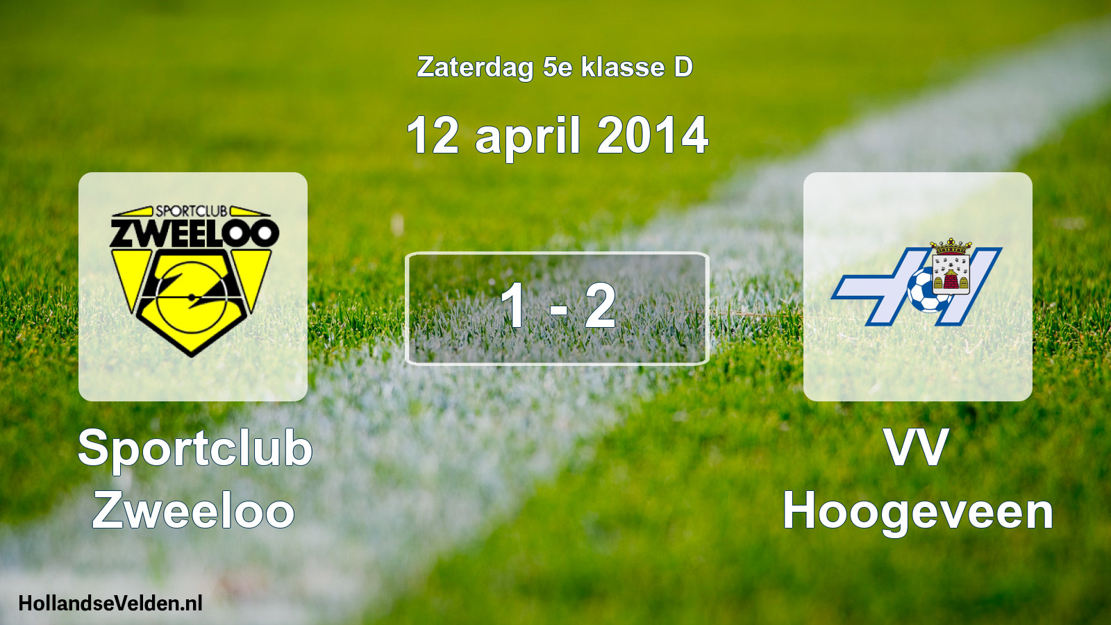 Total number of matches played: Sportclub Zweeloo - VV Hoogeveen 1 - 2 (12 April 2014)
