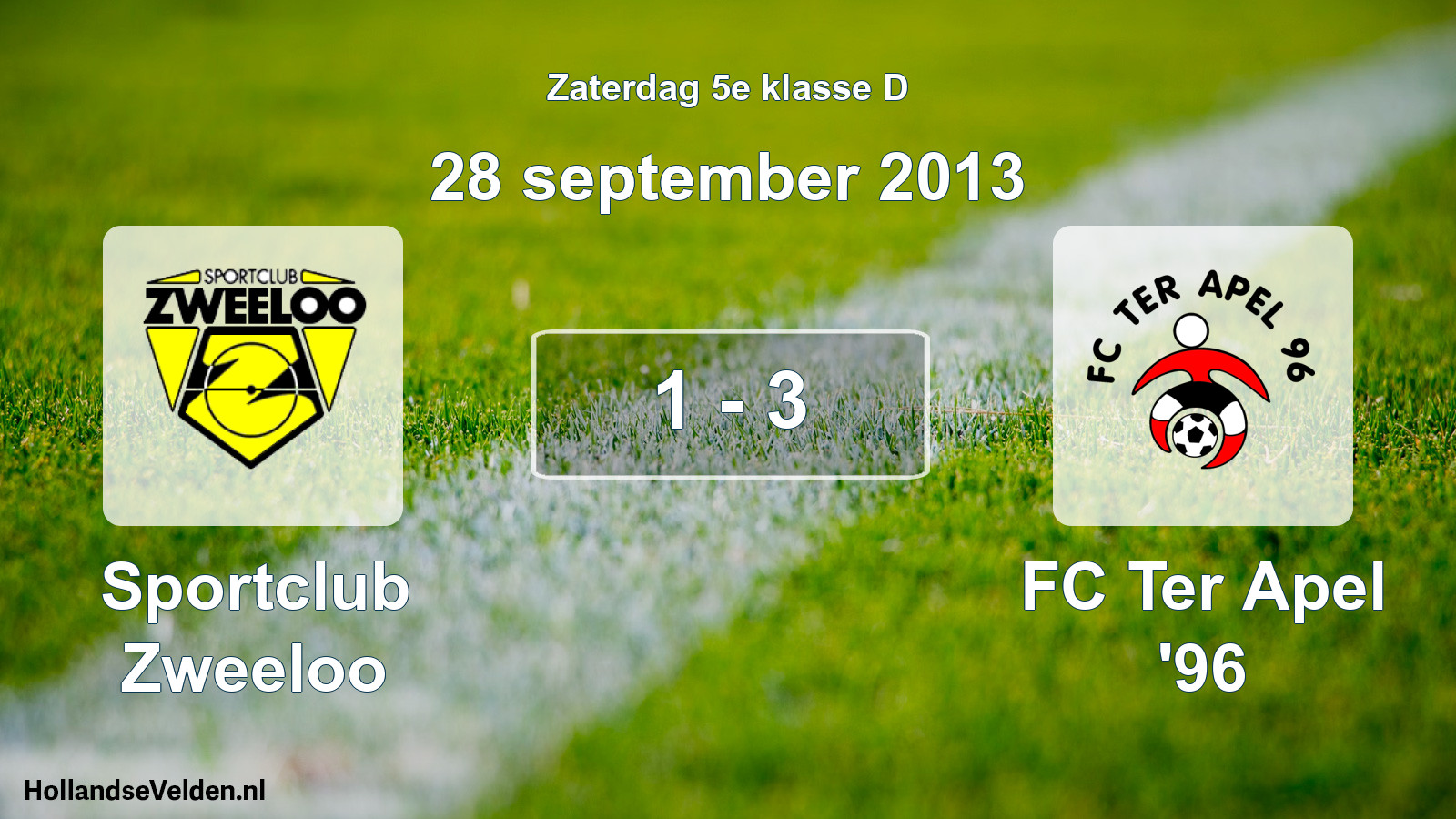 Total number of matches played: Sportclub Zweeloo - FC Ter Apel '96 1 - 3 (28 September 2013)