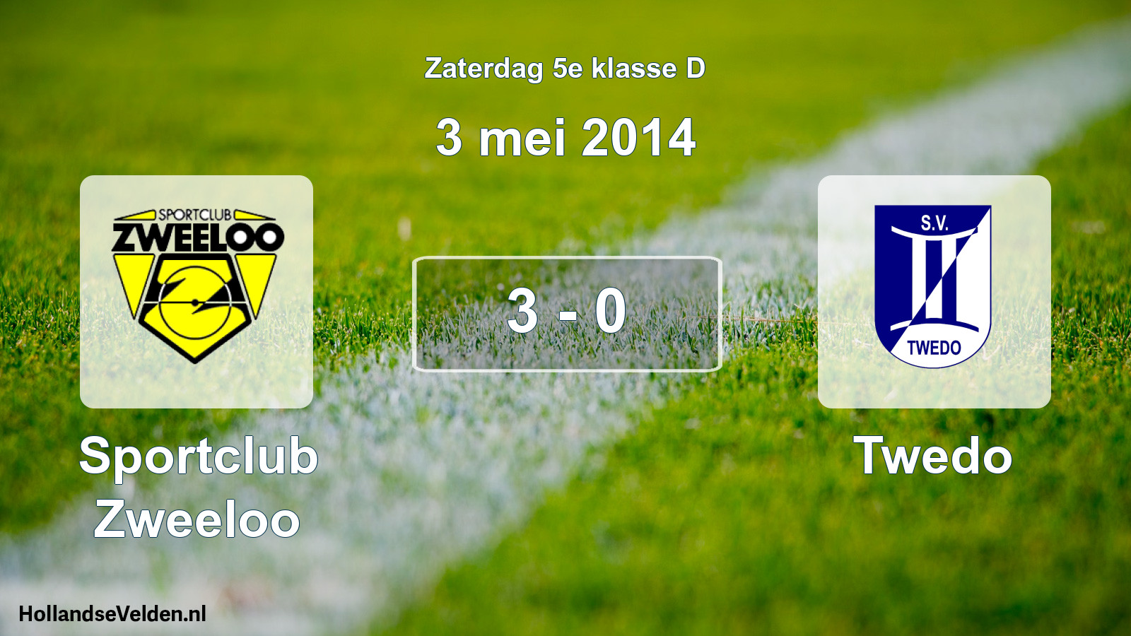 Total number of matches played: Sportclub Zweeloo - Twedo 3 - 0 (3 May 2014)