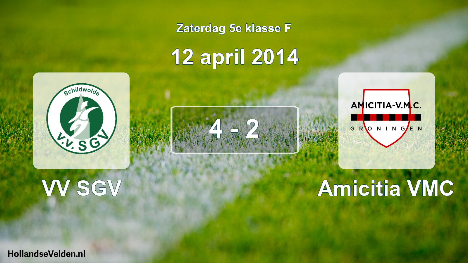 Total number of matches played: VV SGV - Amicitia VMC 4 - 2 (12 April 2014)