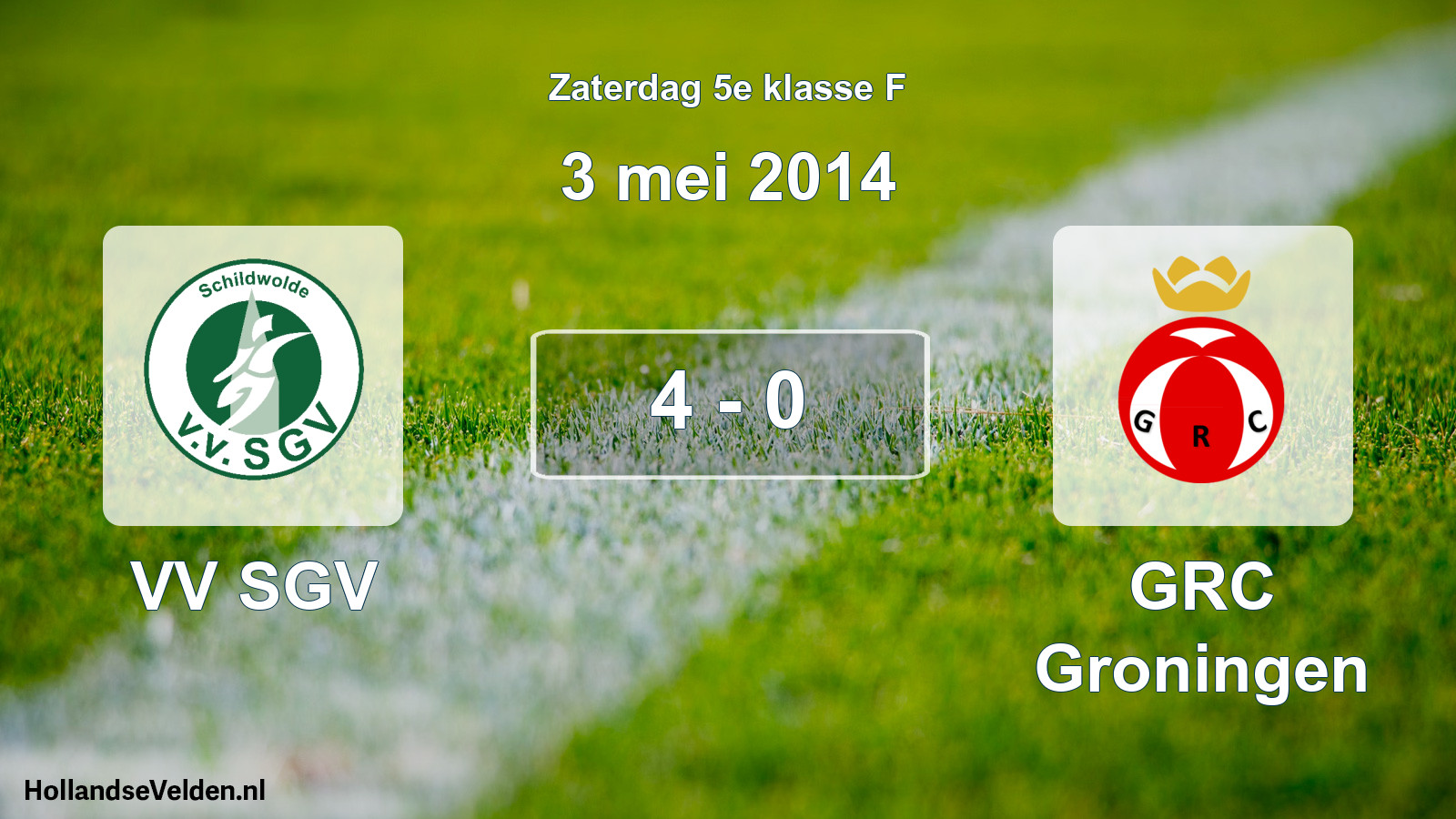 Total number of matches played: VV SGV - GRC Groningen 4 - 0 (3 May 2014)
