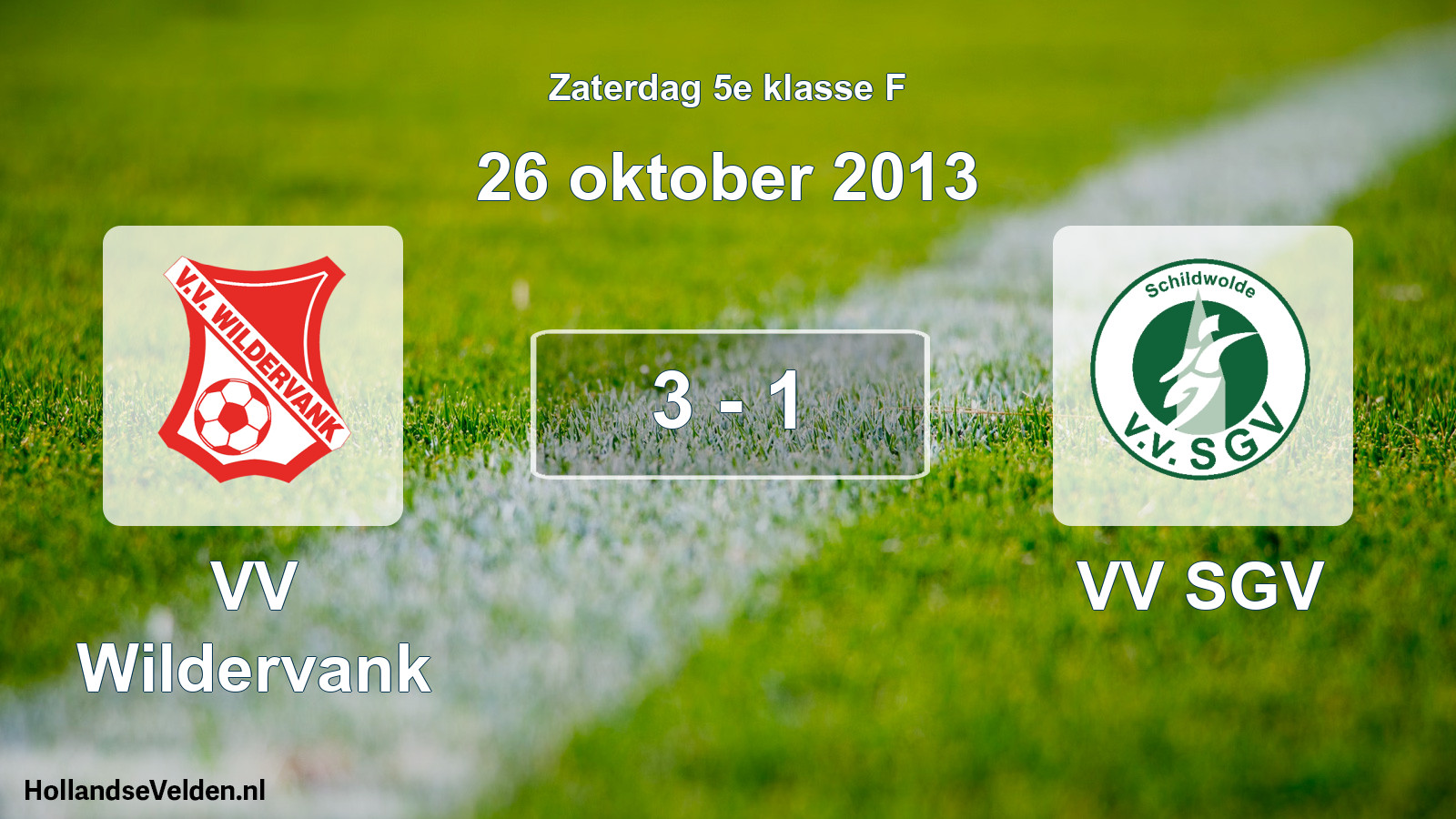 Total number of matches played: VV Wildervank - VV SGV 3 - 1 (26 October 2013)