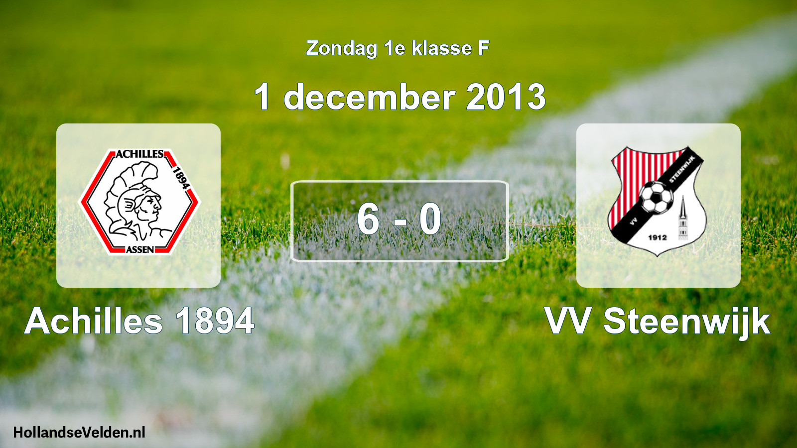 Total number of matches played: Achilles 1894 - VV Steenwijk 6 - 0 (1 December 2013)