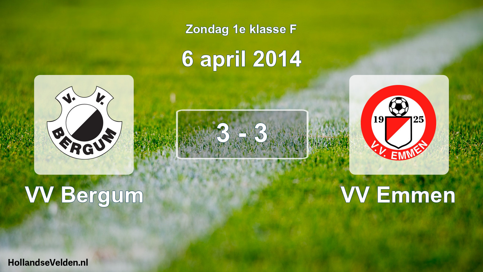 Total number of matches played: VV Bergum - VV Emmen 3 - 3 (6 April 2014)