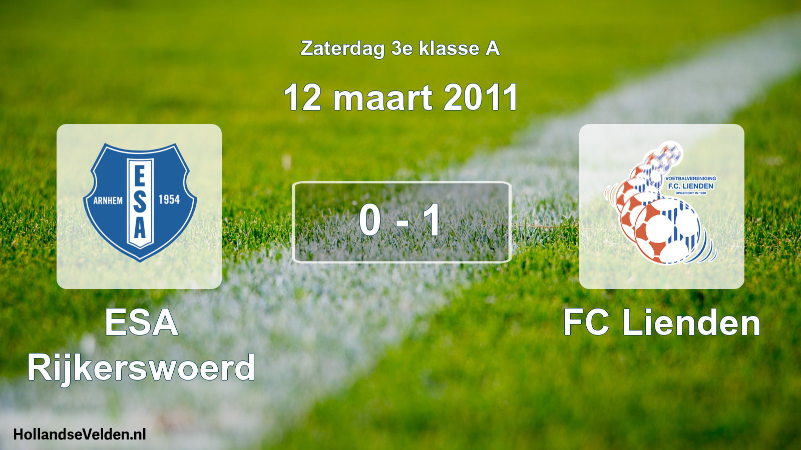 Total number of matches played: ESA Rijkerswoerd - FC Lienden 0 - 1 (12 March 2011)