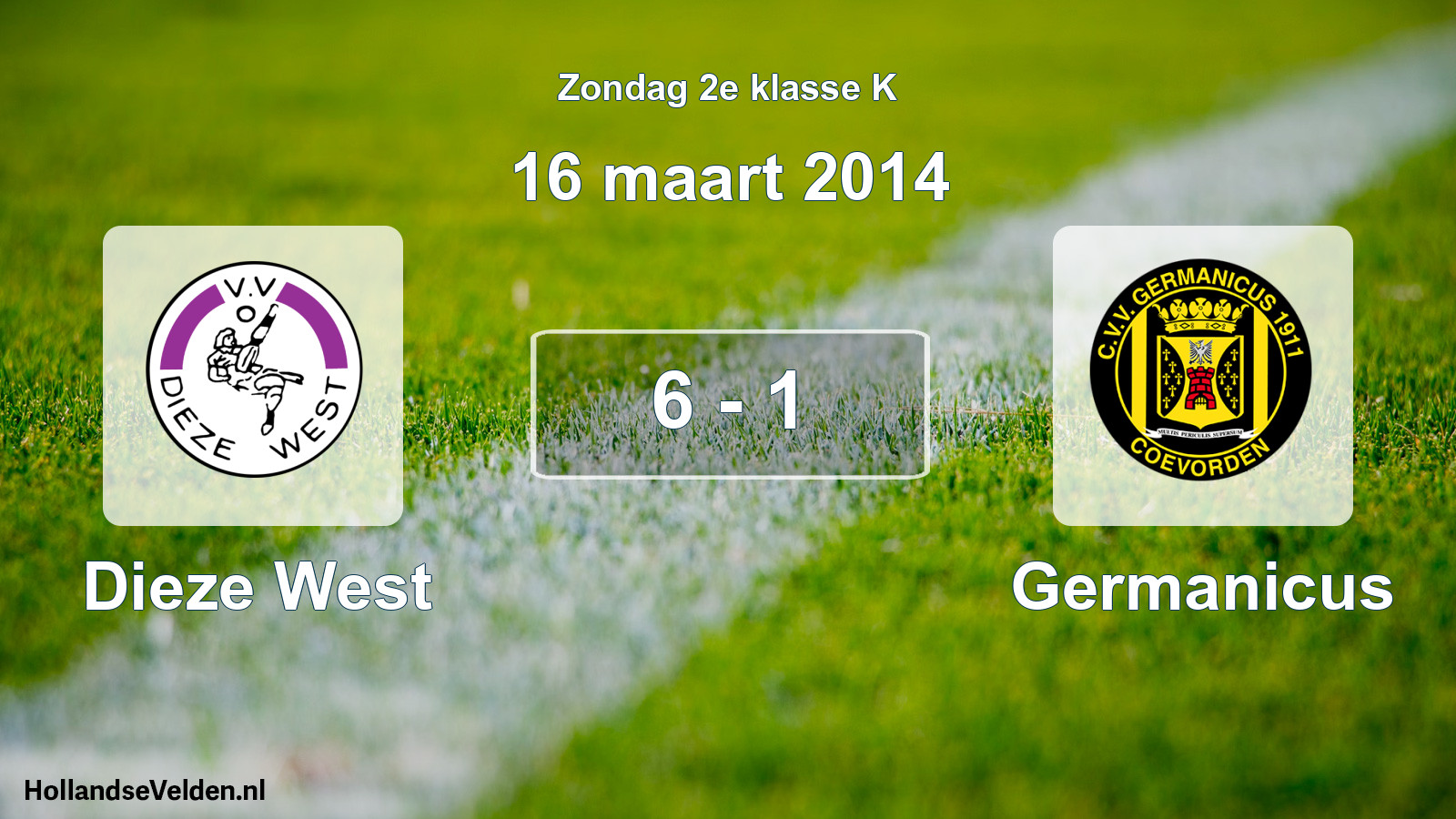 Total number of matches played: Dieze West - Germanicus 6 - 1 (16 March 2014)
