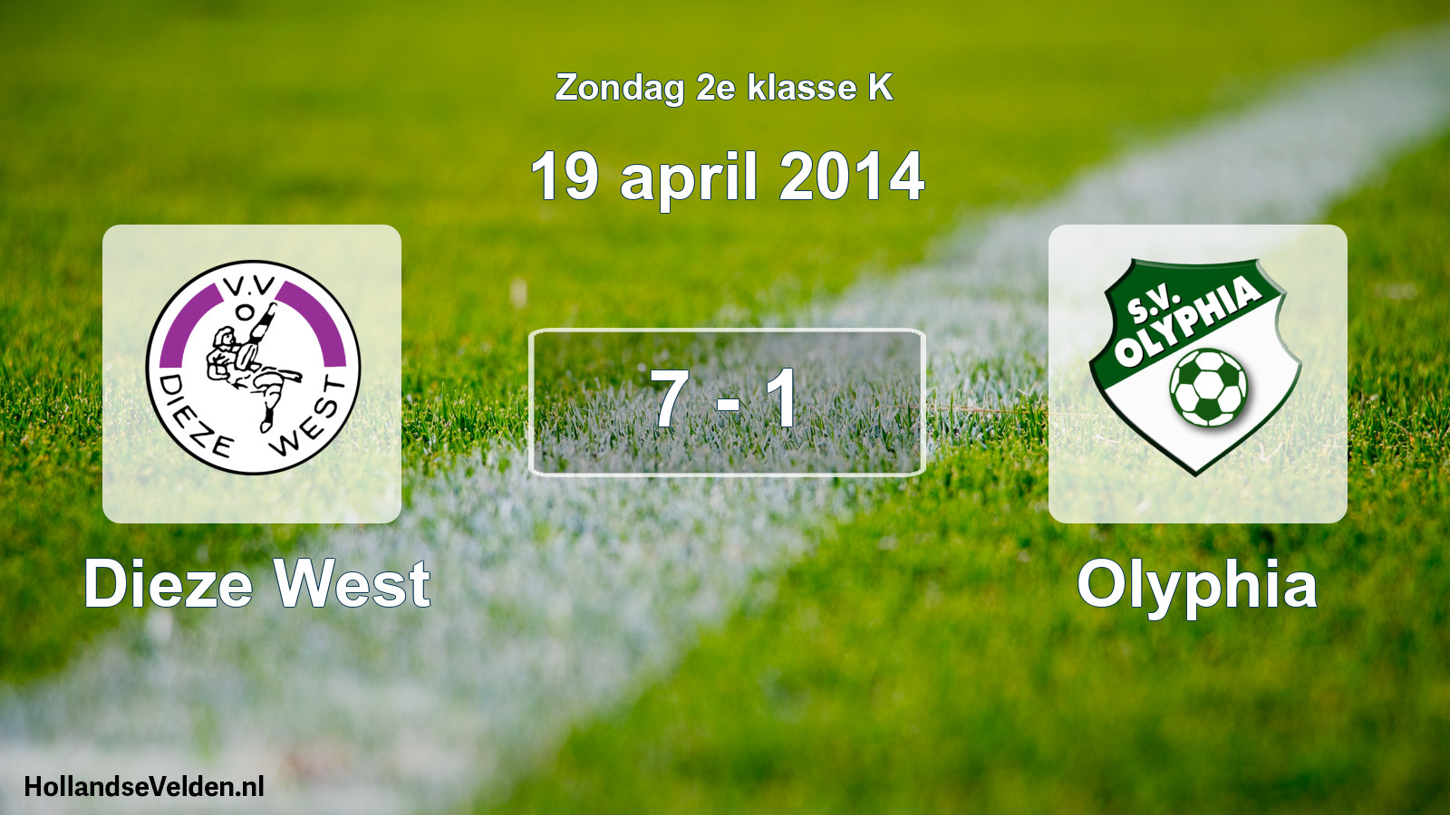 Total number of matches played: Dieze West - Olyphia 7 - 1 (19 April 2014)