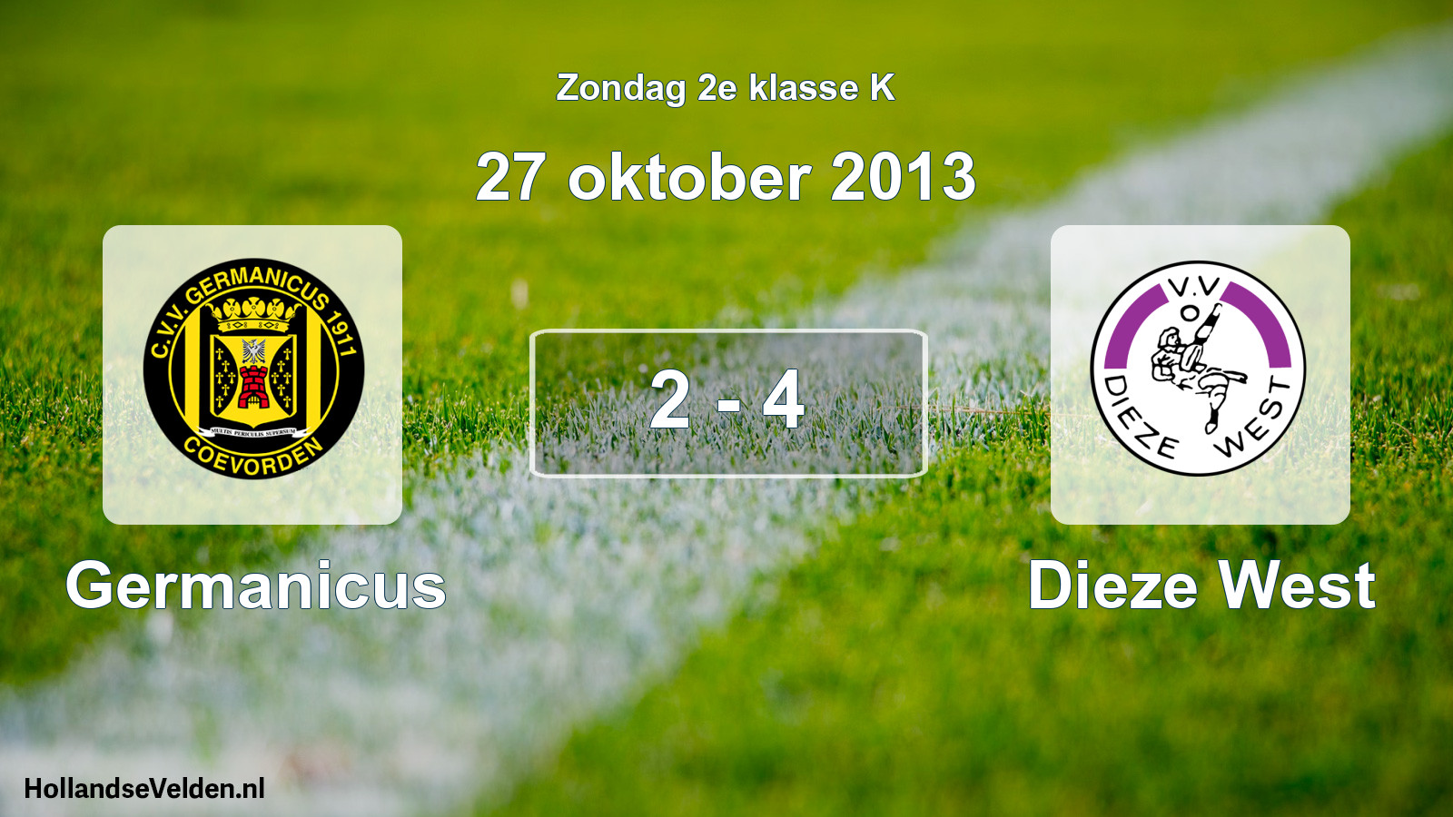 Total number of matches played: Germanicus - Dieze West 2 - 4 (27 October 2013)