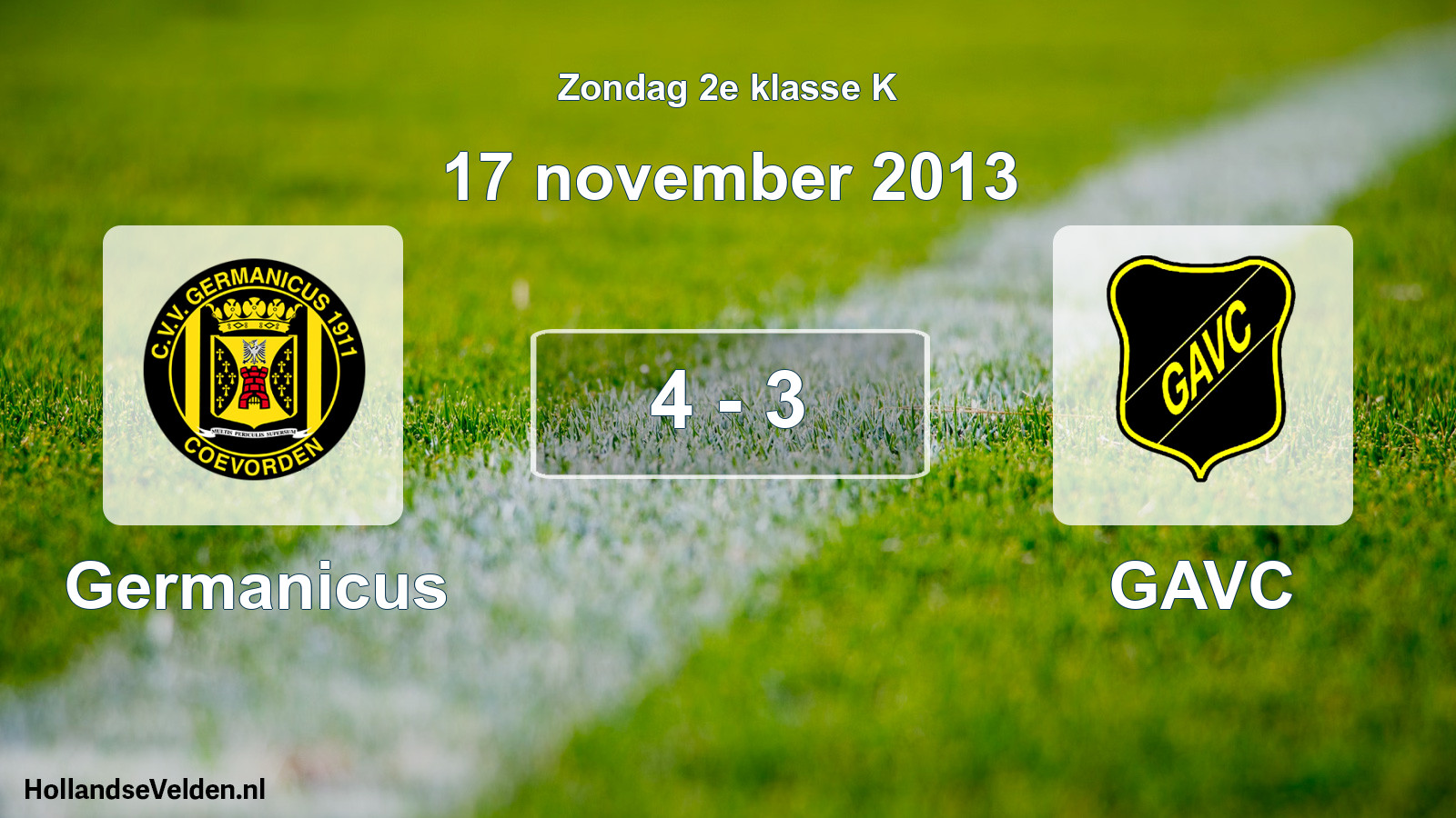 Total number of matches played: Germanicus - GAVC 4 - 3 (17 November 2013)